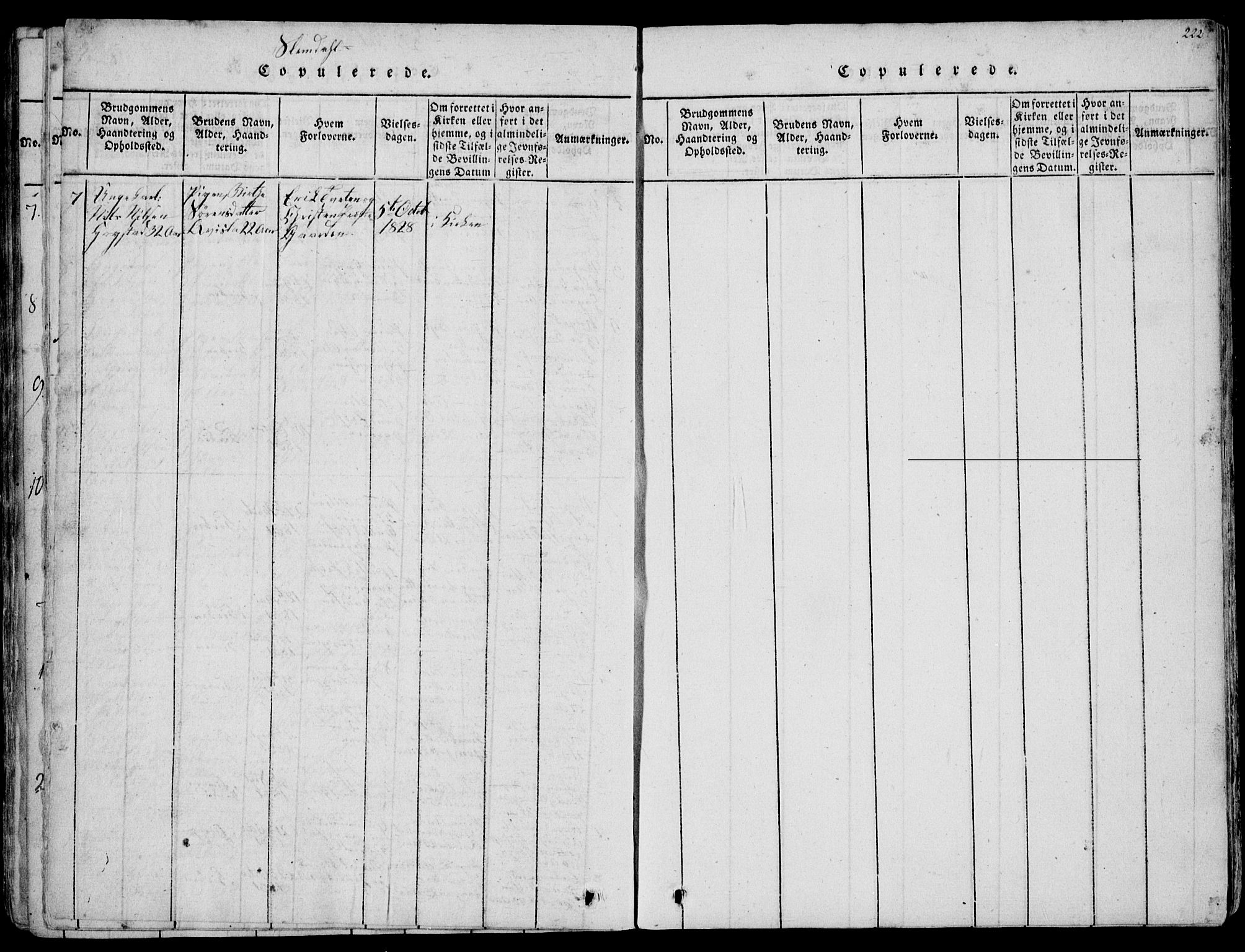 Eidanger kirkebøker, AV/SAKO-A-261/F/Fa/L0007: Parish register (official) no. 7, 1814-1831, p. 222