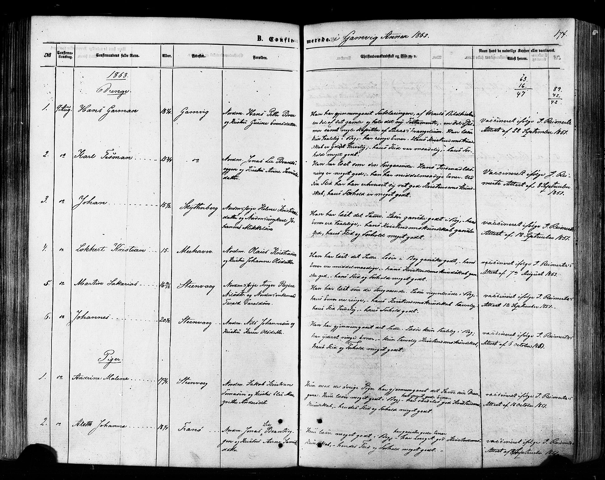 Tana sokneprestkontor, SATØ/S-1334/H/Ha/L0002kirke: Parish register (official) no. 2 /2, 1862-1877, p. 174