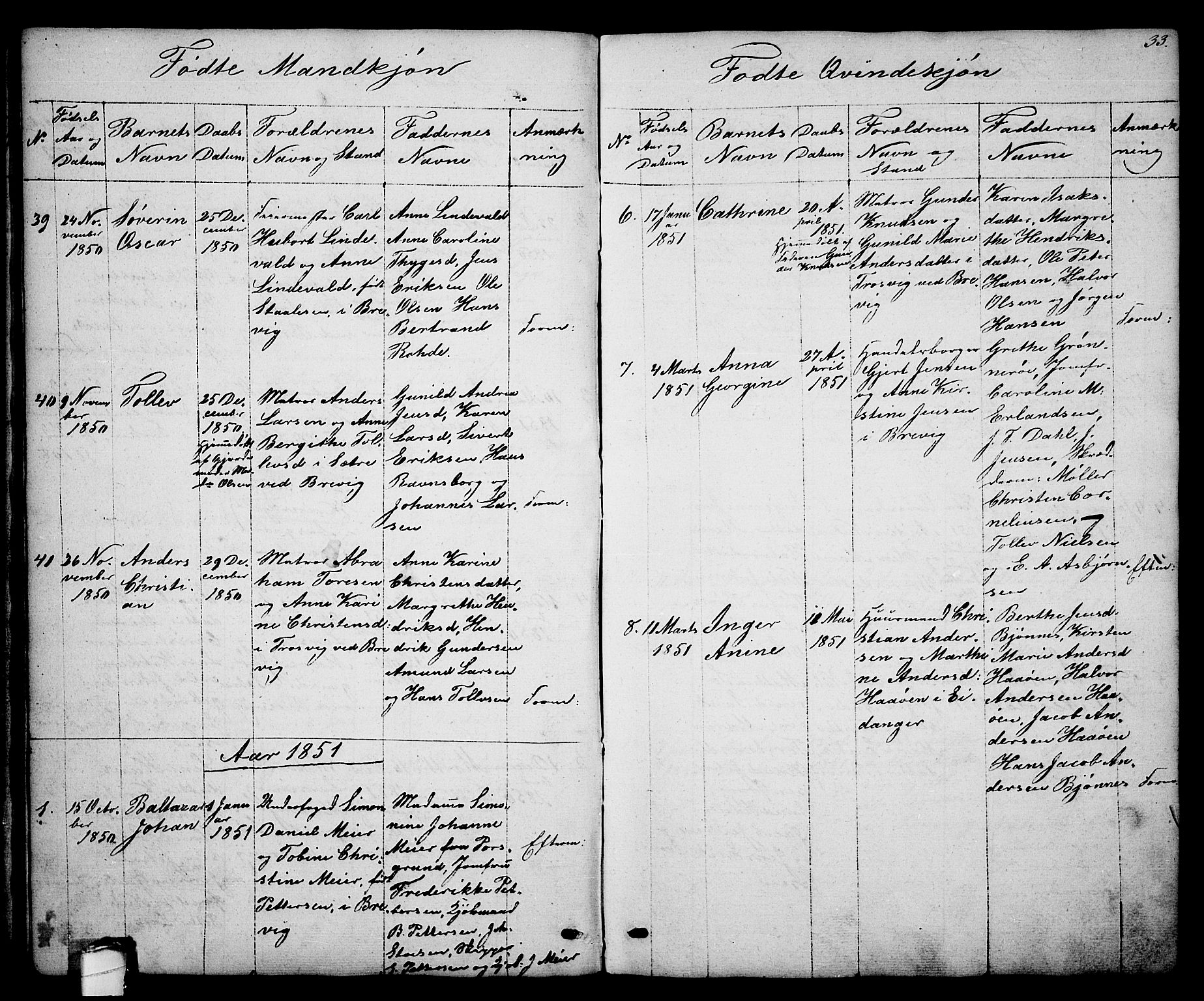 Brevik kirkebøker, SAKO/A-255/G/Ga/L0002: Parish register (copy) no. 2, 1846-1865, p. 33