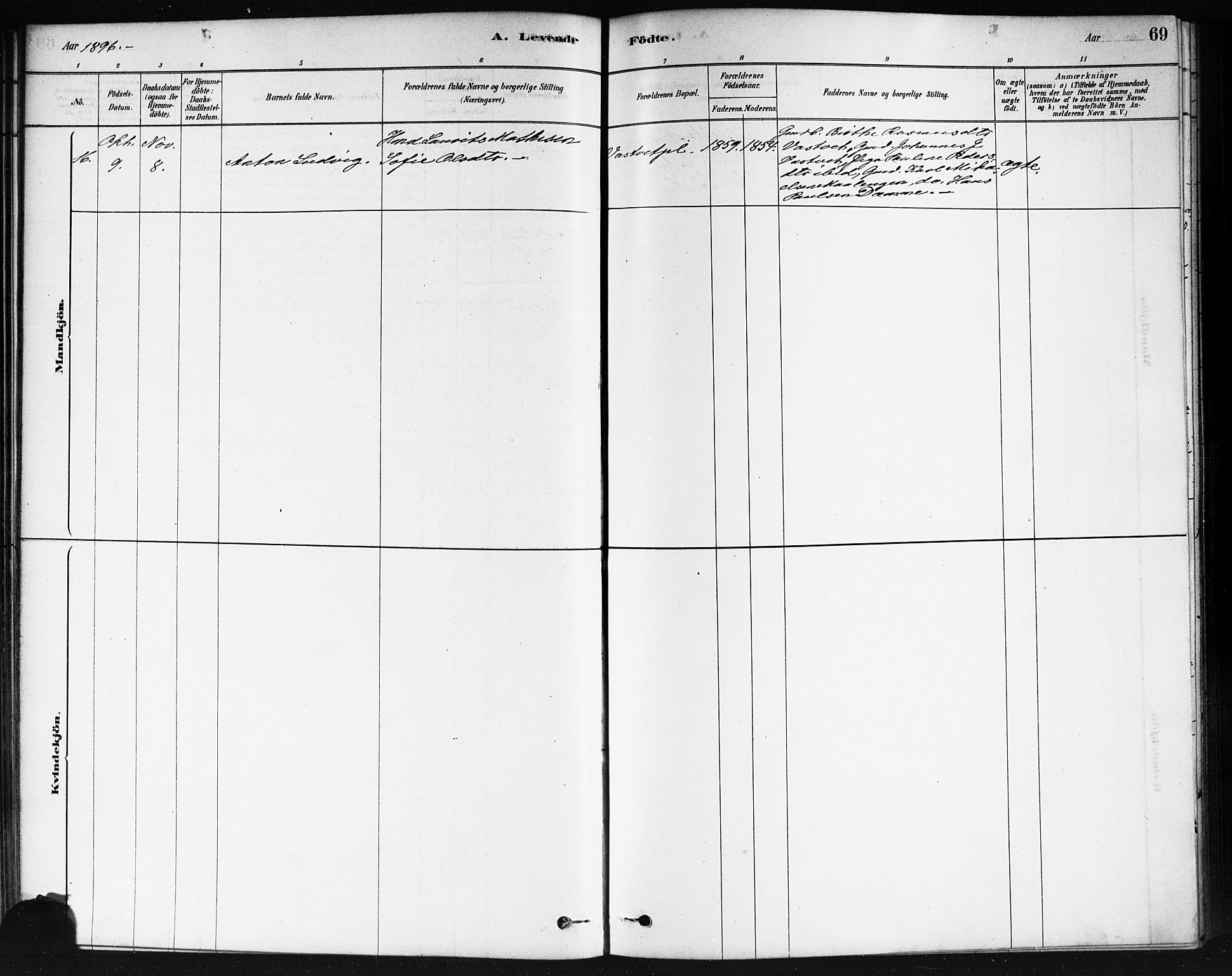 Våler prestekontor Kirkebøker, AV/SAO-A-11083/F/Fb/L0001: Parish register (official) no. II 1, 1878-1896, p. 69