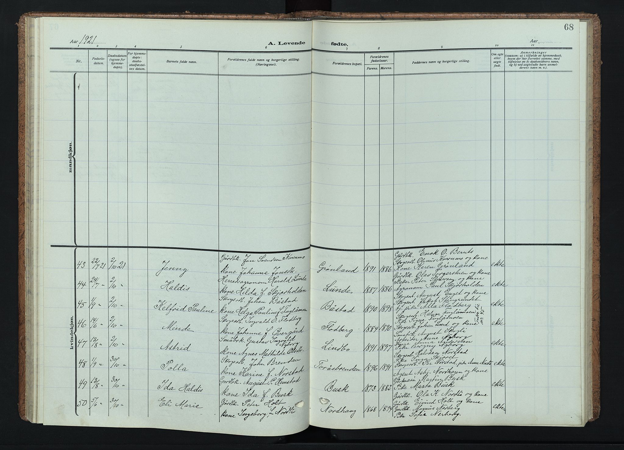 Trysil prestekontor, AV/SAH-PREST-046/H/Ha/Haa/L0015: Parish register (official) no. 15, 1913-1934, p. 68