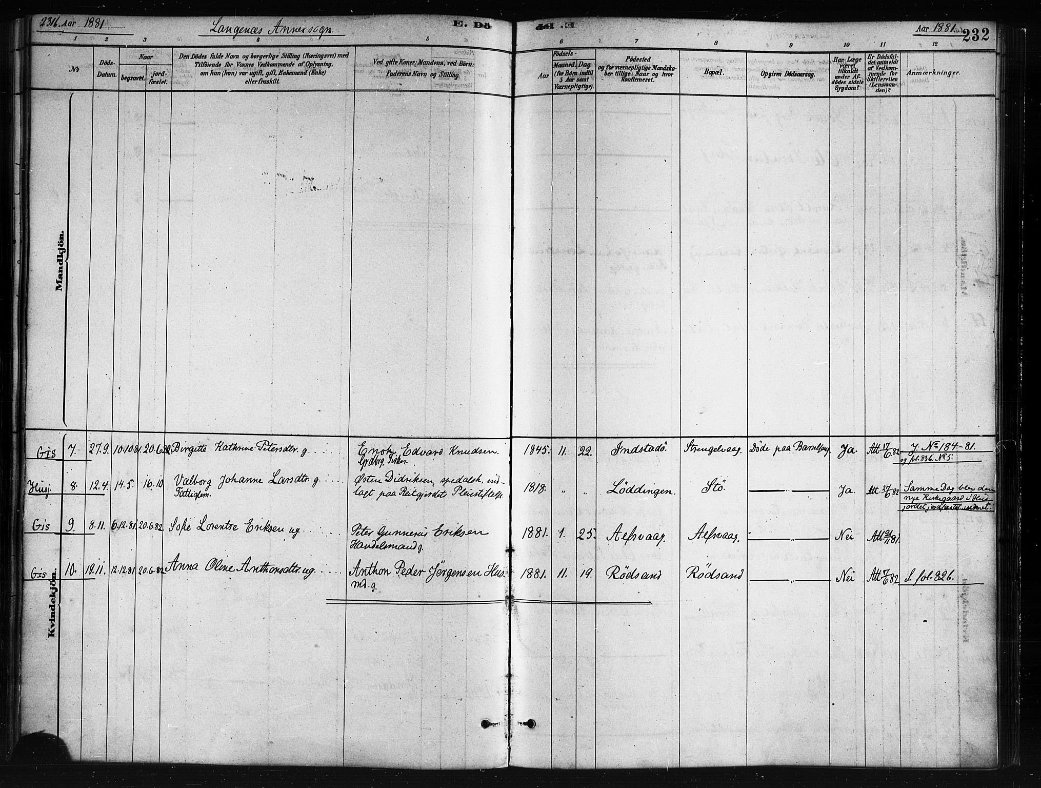 Ministerialprotokoller, klokkerbøker og fødselsregistre - Nordland, SAT/A-1459/893/L1335: Parish register (official) no. 893A08 /2, 1878-1884, p. 232
