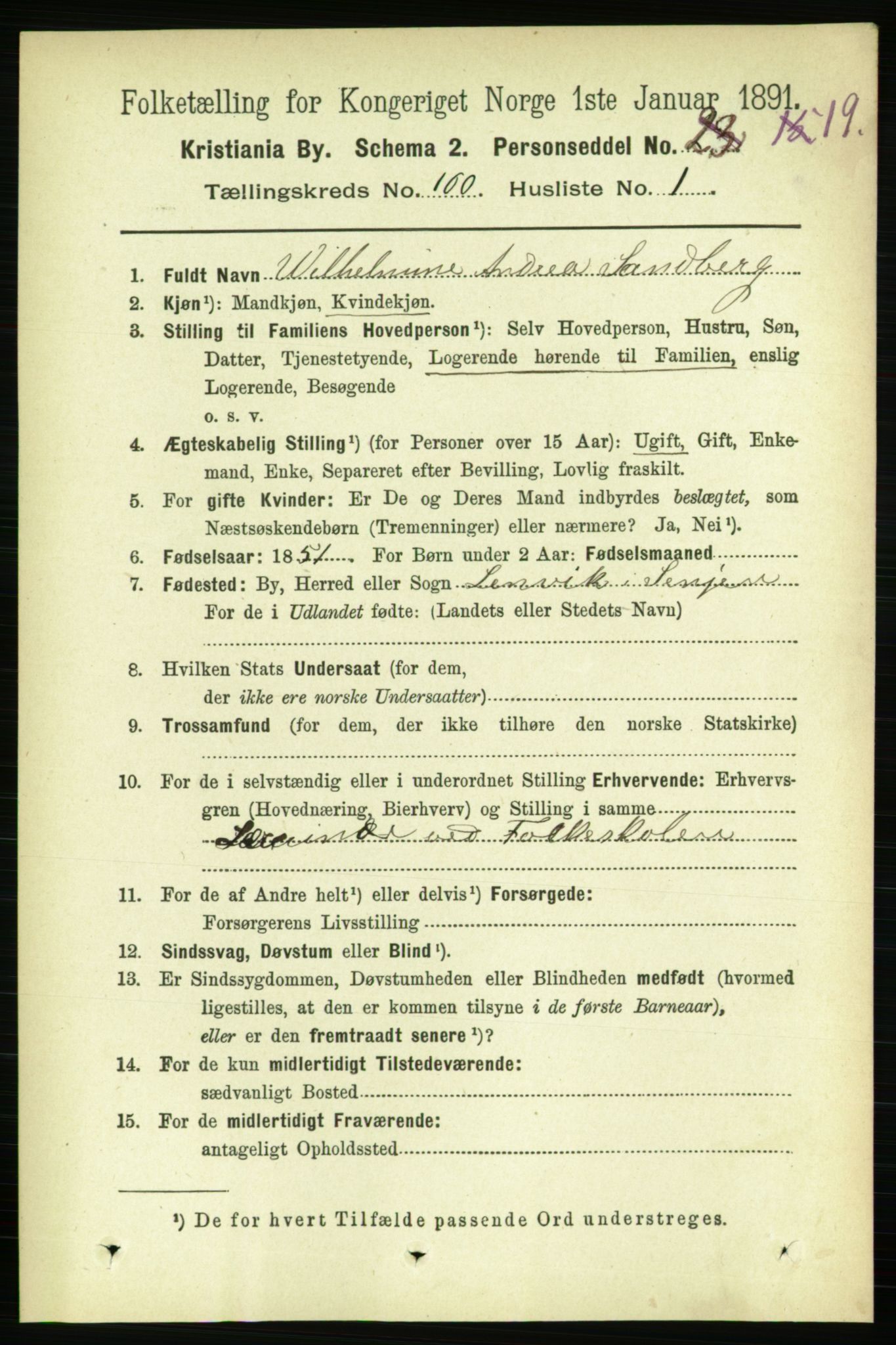 RA, 1891 census for 0301 Kristiania, 1891, p. 49208