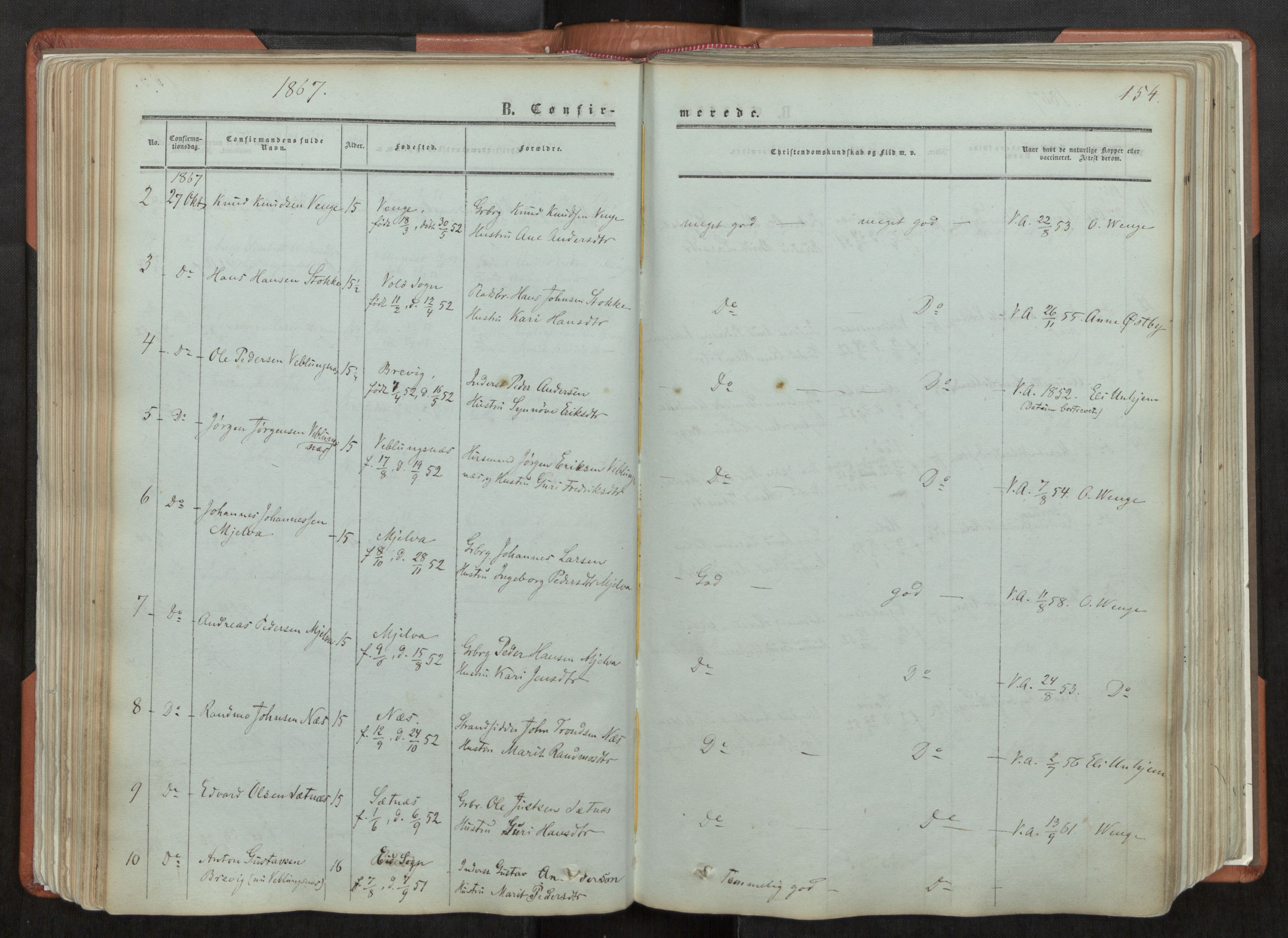 Ministerialprotokoller, klokkerbøker og fødselsregistre - Møre og Romsdal, AV/SAT-A-1454/544/L0572: Parish register (official) no. 544A05, 1854-1886, p. 154