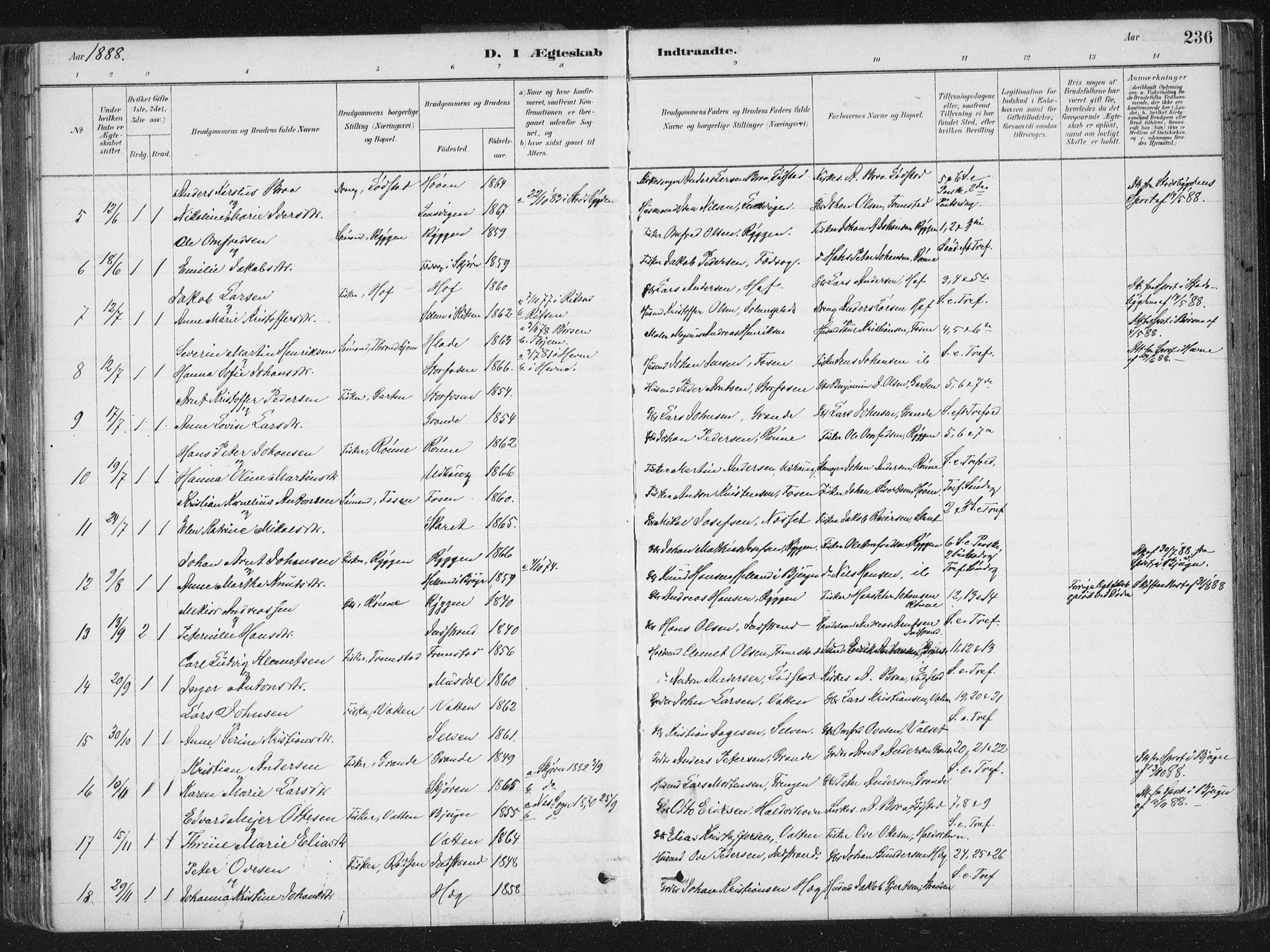 Ministerialprotokoller, klokkerbøker og fødselsregistre - Sør-Trøndelag, AV/SAT-A-1456/659/L0739: Parish register (official) no. 659A09, 1879-1893, p. 236