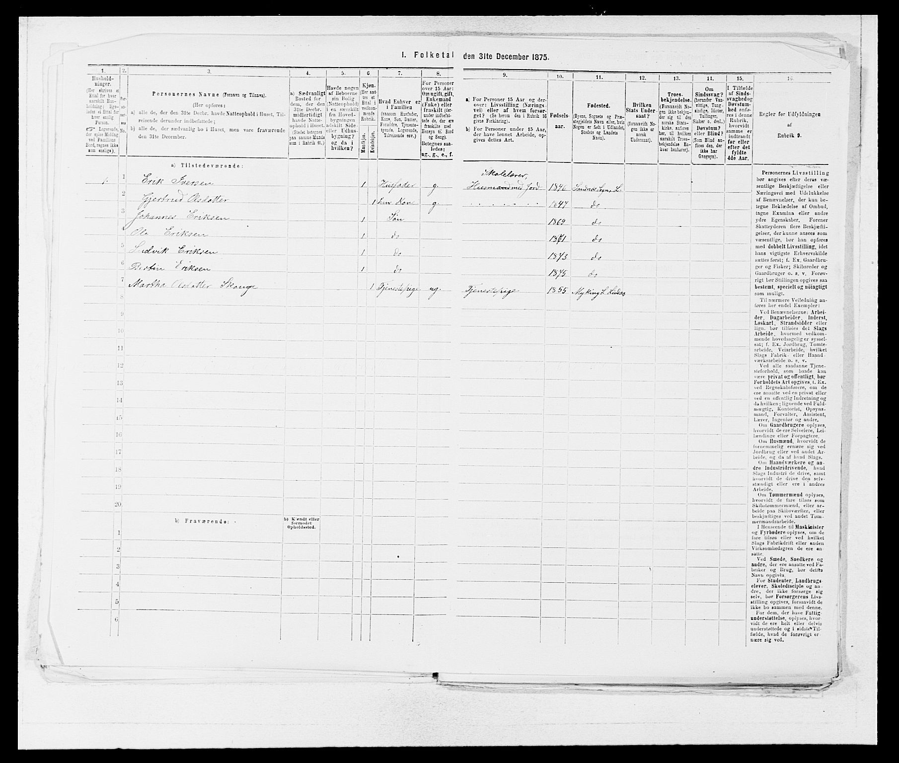 SAB, 1875 census for 1263P Lindås, 1875, p. 546