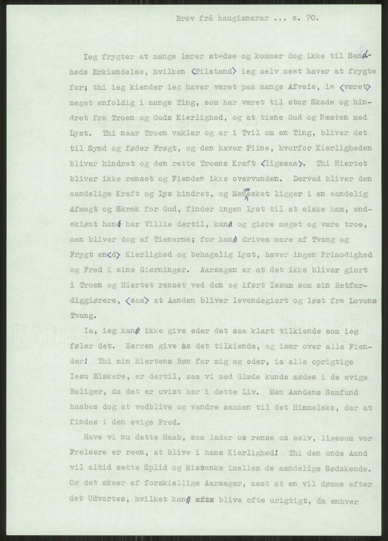 Samlinger til kildeutgivelse, Haugianerbrev, AV/RA-EA-6834/F/L0001: Haugianerbrev I: 1760-1804, 1760-1804, p. 70