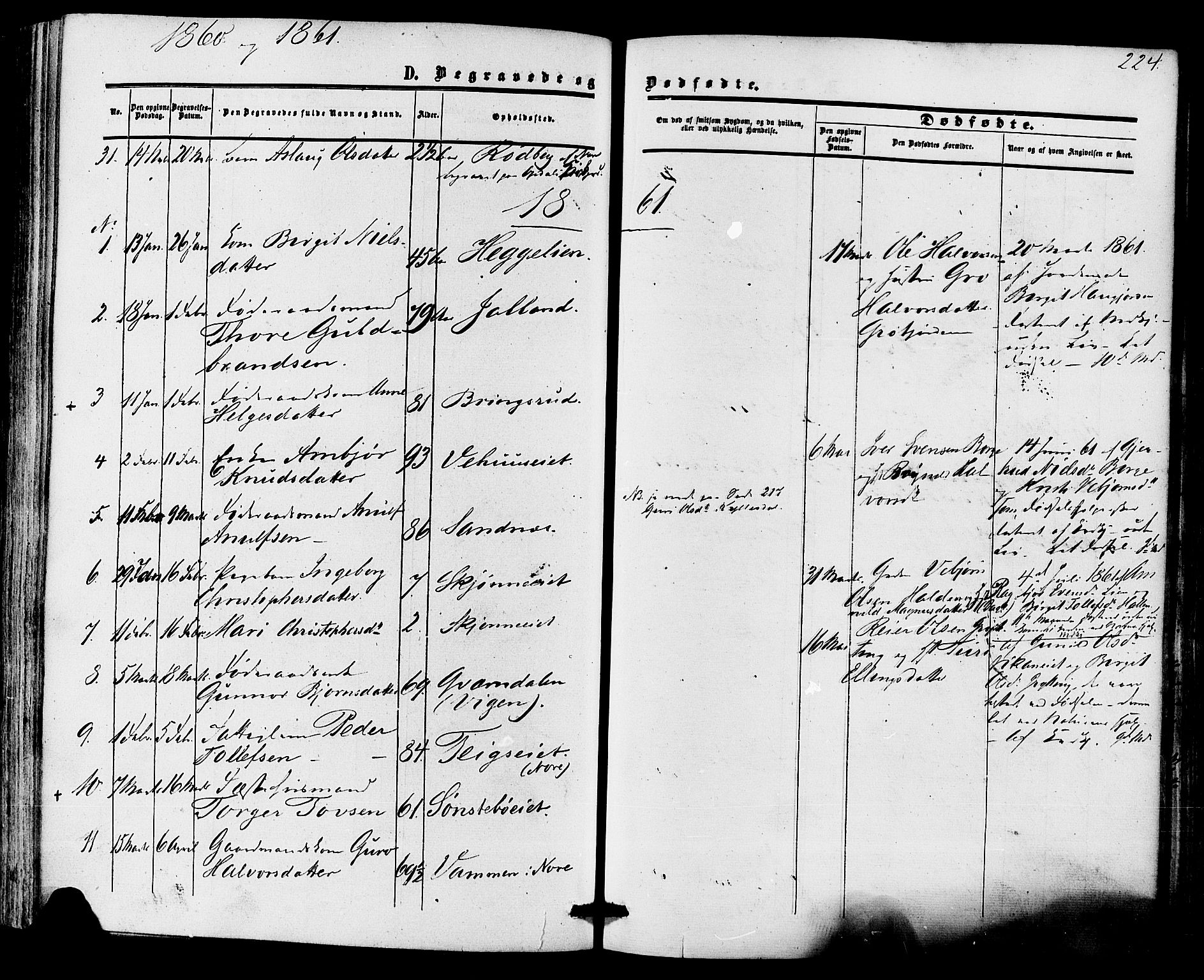 Nore kirkebøker, SAKO/A-238/F/Fa/L0003: Parish register (official) no. I 3, 1858-1866, p. 224