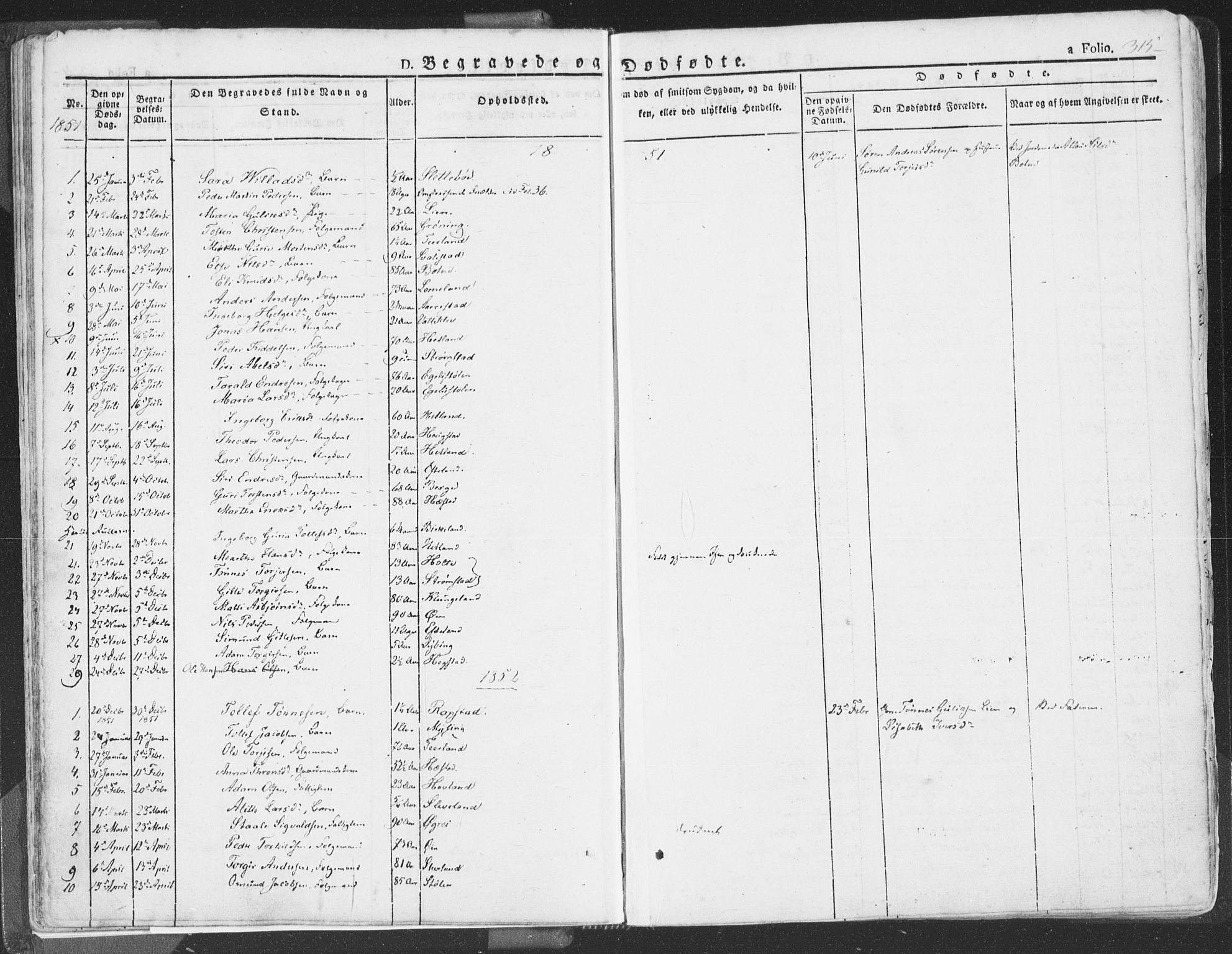 Helleland sokneprestkontor, SAST/A-101810: Parish register (official) no. A 6.2, 1834-1863, p. 315