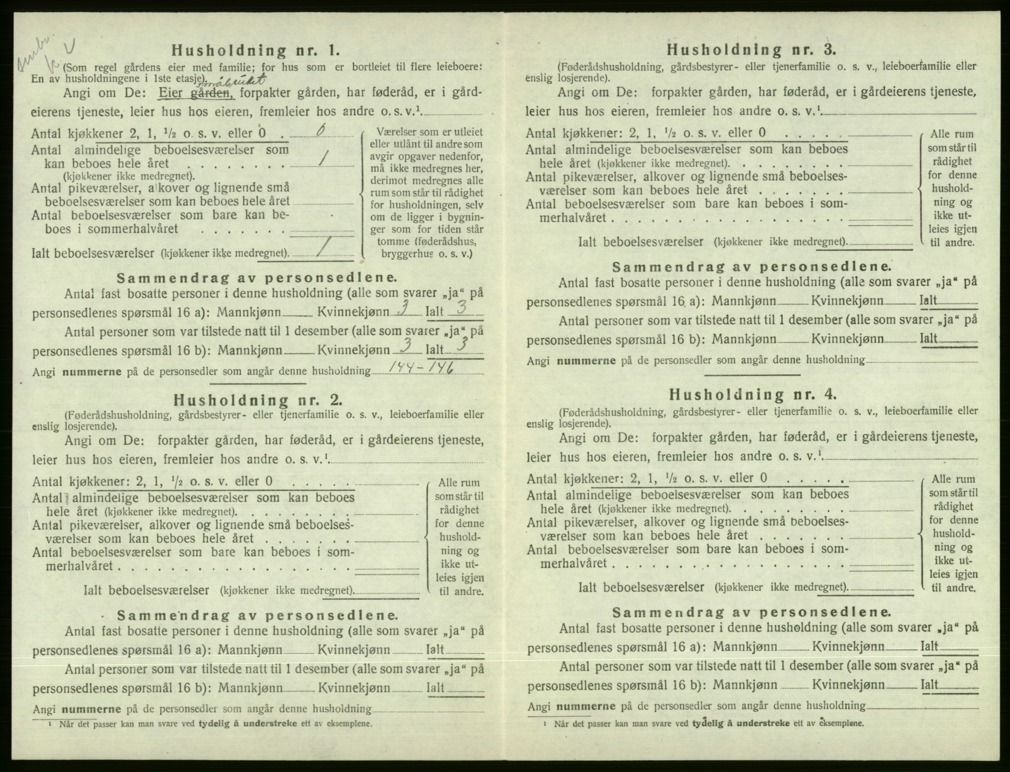 SAB, 1920 census for Voss, 1920, p. 1672