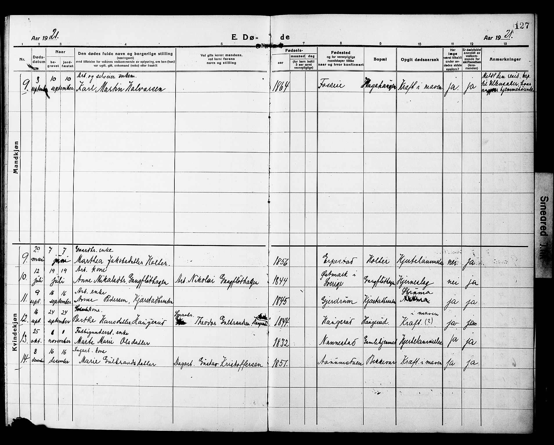 Nannestad prestekontor Kirkebøker, AV/SAO-A-10414a/G/Gb/L0002: Parish register (copy) no. II 2, 1918-1929, p. 127