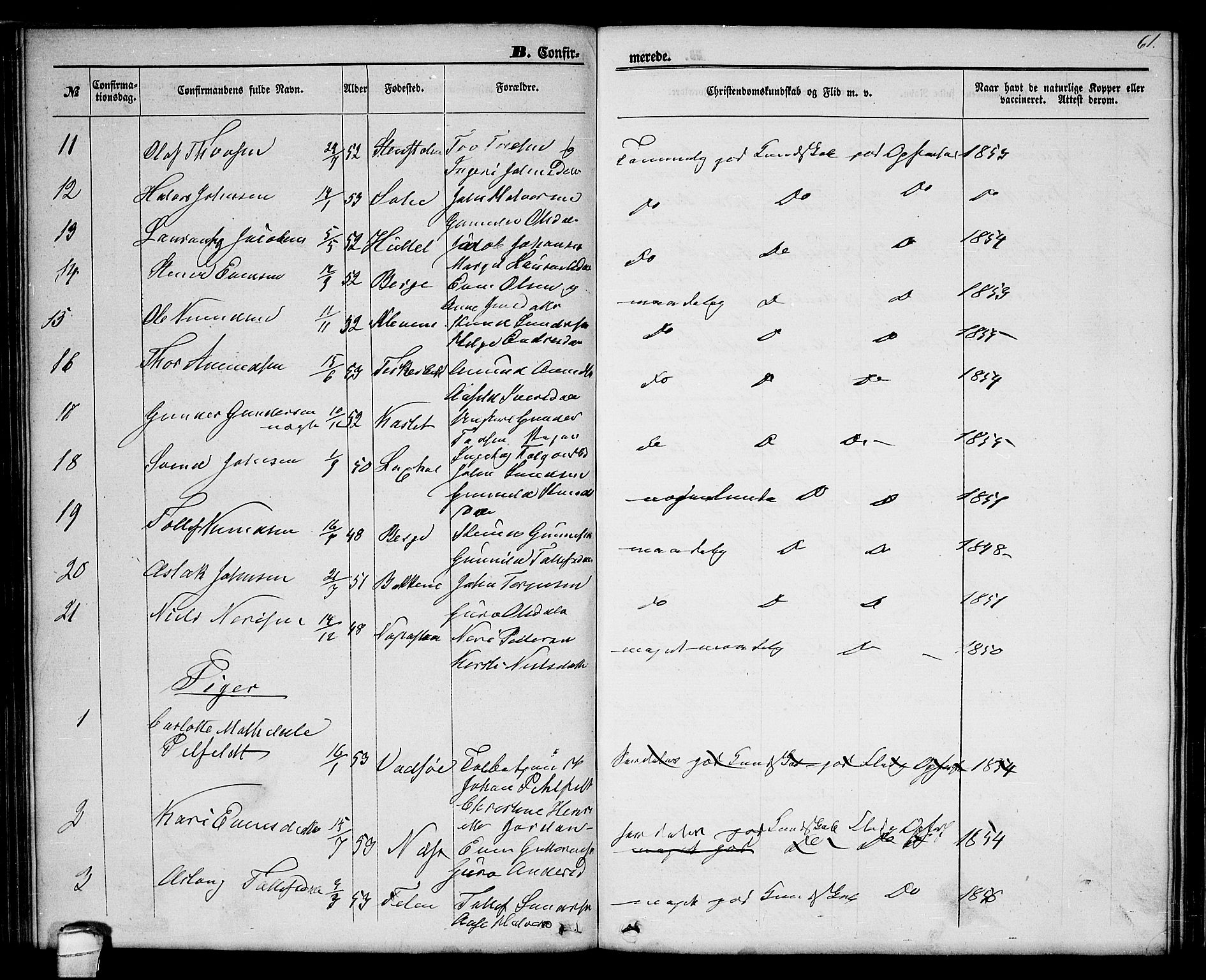 Seljord kirkebøker, SAKO/A-20/G/Ga/L0003: Parish register (copy) no. I 3, 1866-1873, p. 61