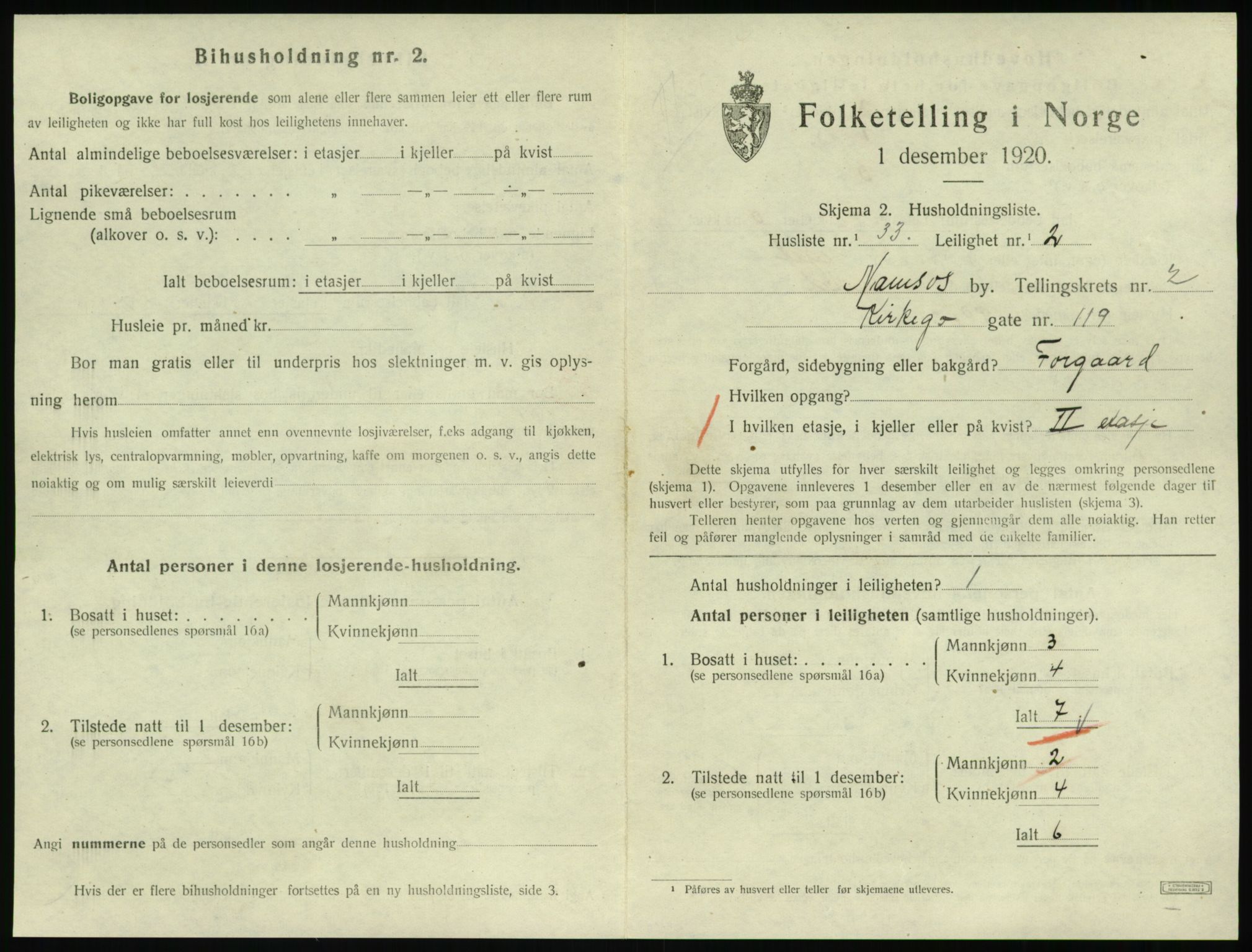 SAT, 1920 census for Namsos, 1920, p. 1081