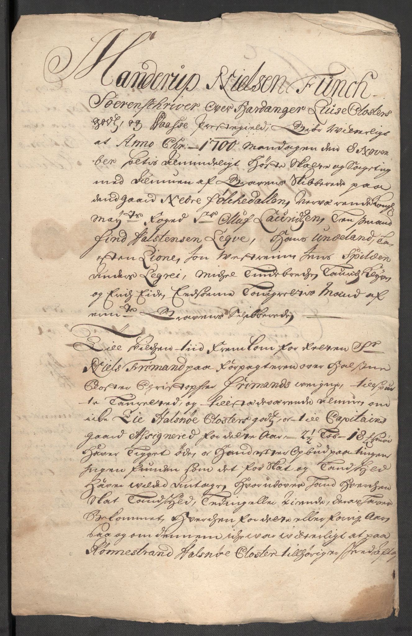 Rentekammeret inntil 1814, Reviderte regnskaper, Fogderegnskap, AV/RA-EA-4092/R48/L2979: Fogderegnskap Sunnhordland og Hardanger, 1700-1701, p. 268