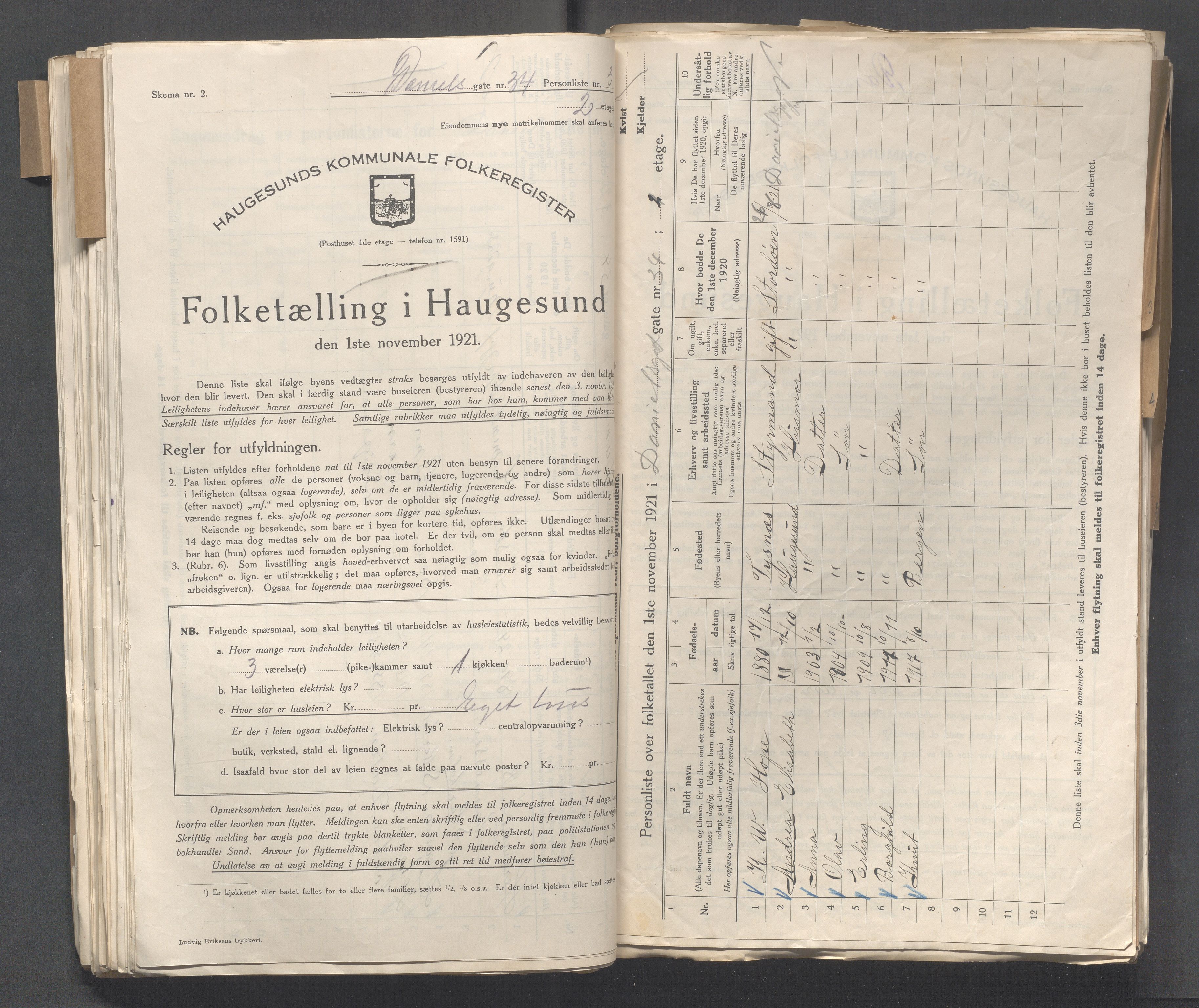 IKAR, Local census 1.11.1921 for Haugesund, 1921, p. 5978