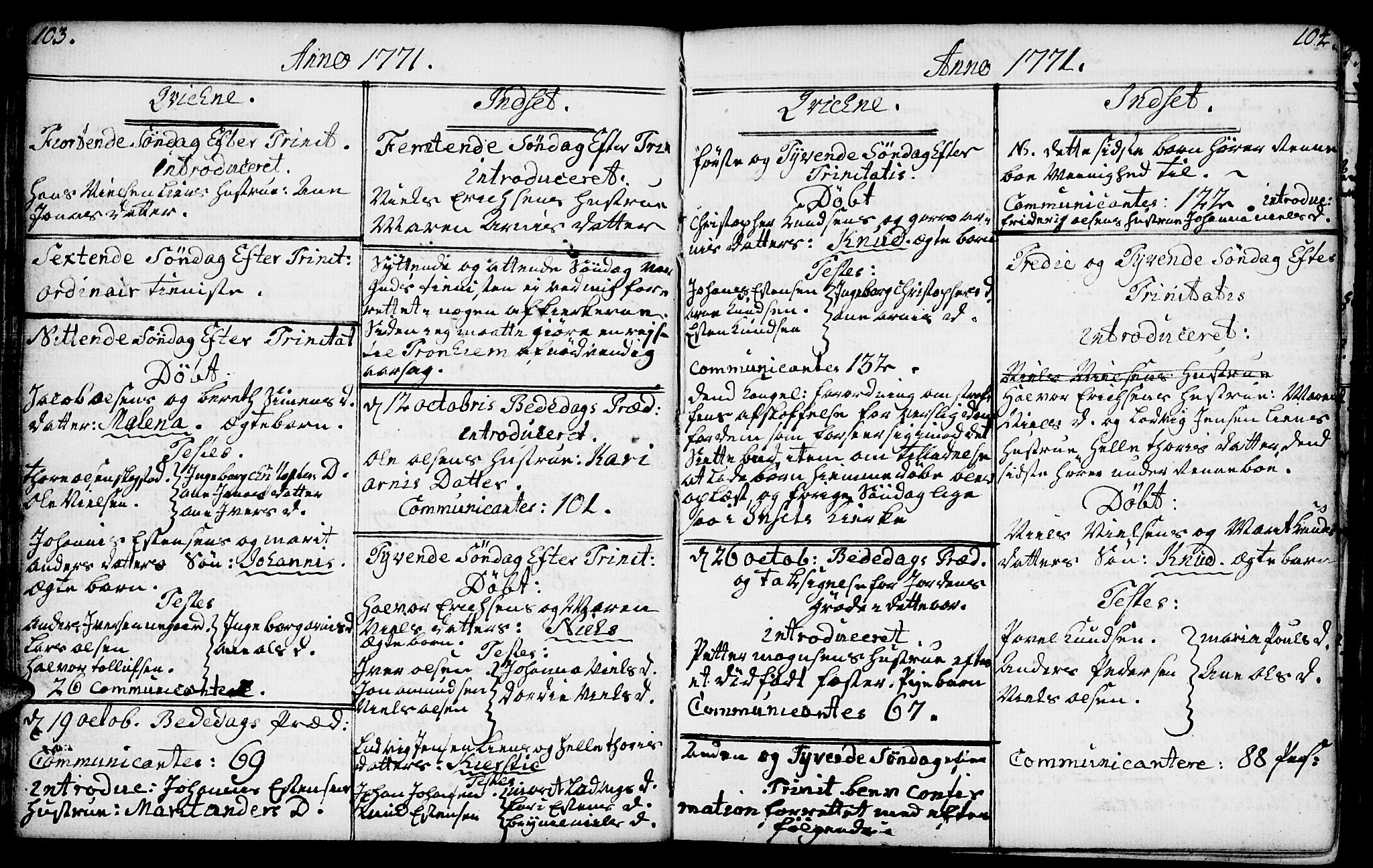 Kvikne prestekontor, SAH/PREST-064/H/Ha/Haa/L0002: Parish register (official) no. 2, 1764-1784, p. 103-104