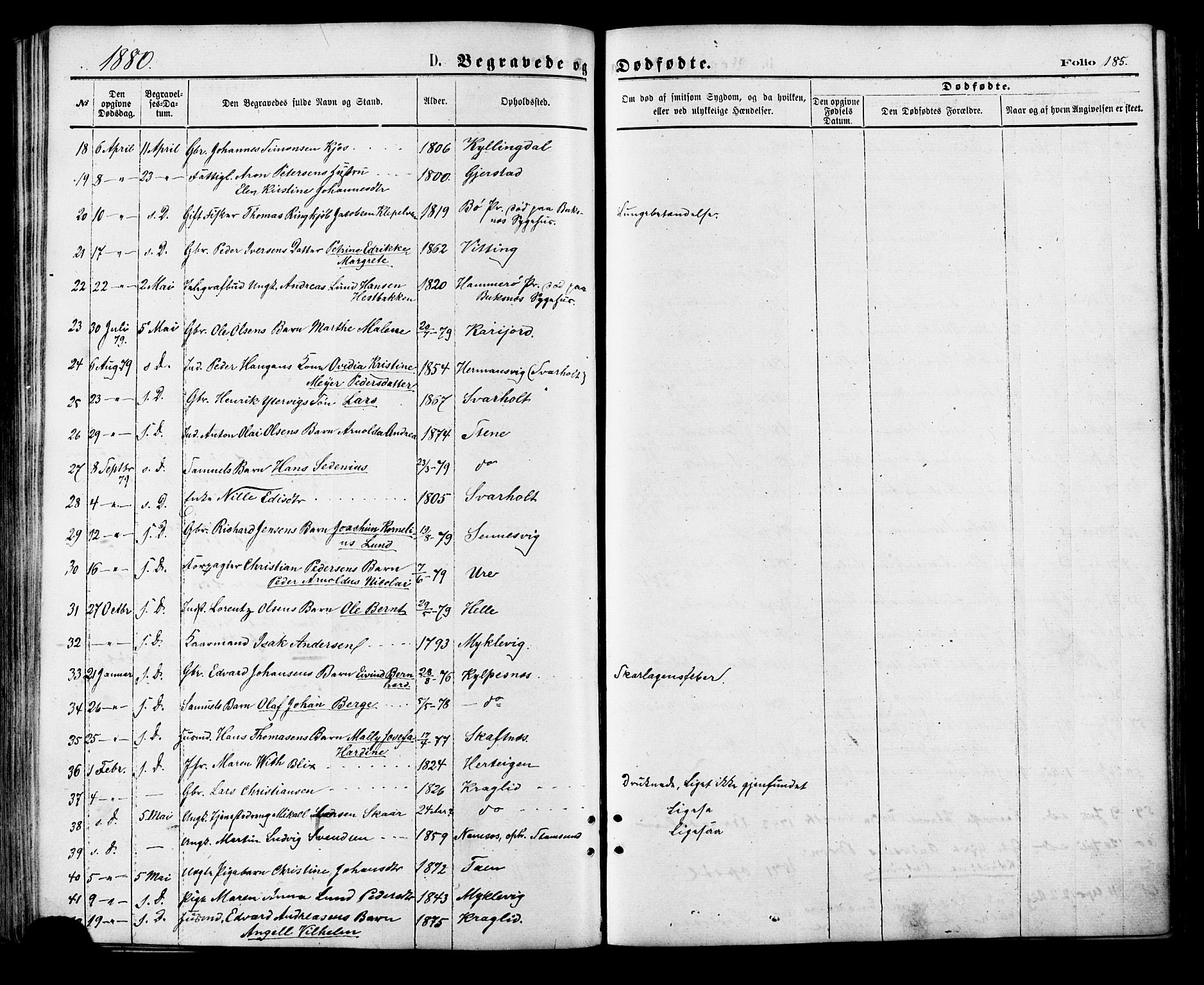 Ministerialprotokoller, klokkerbøker og fødselsregistre - Nordland, AV/SAT-A-1459/881/L1166: Parish register (copy) no. 881C03, 1876-1885, p. 185