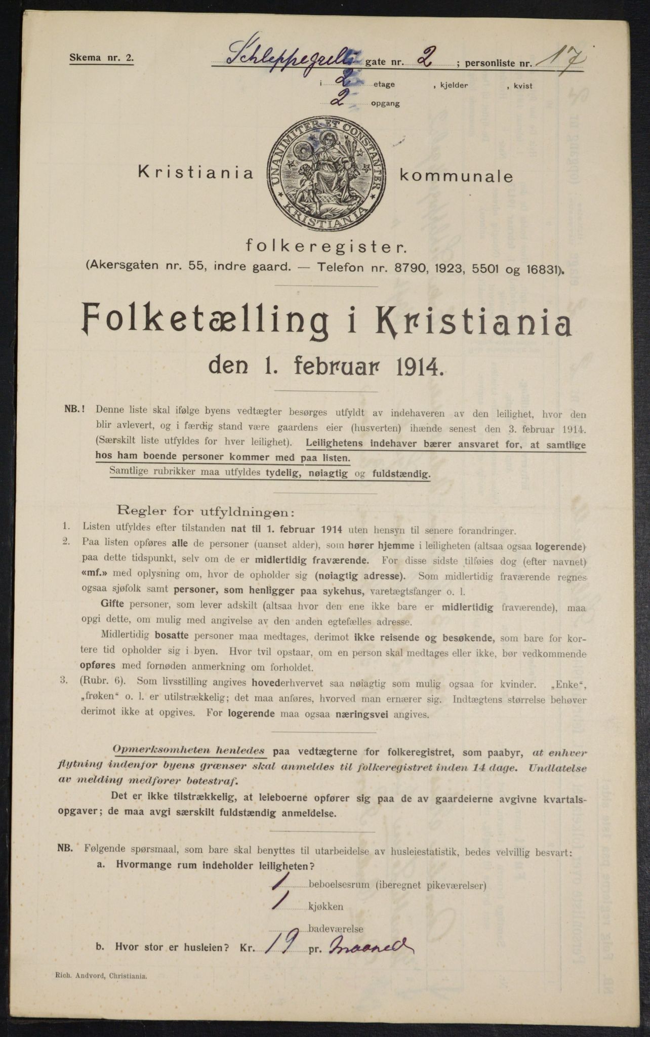 OBA, Municipal Census 1914 for Kristiania, 1914, p. 89434