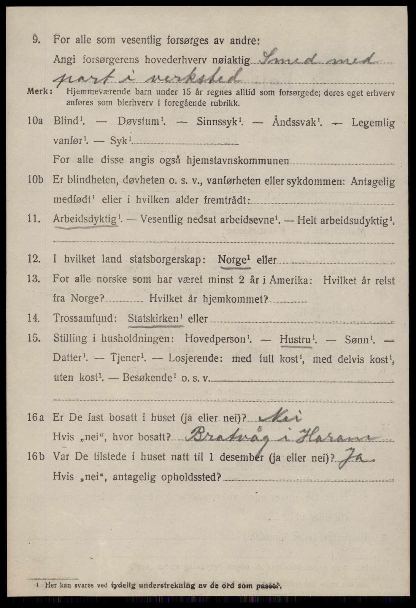 SAT, 1920 census for Vatne, 1920, p. 1405