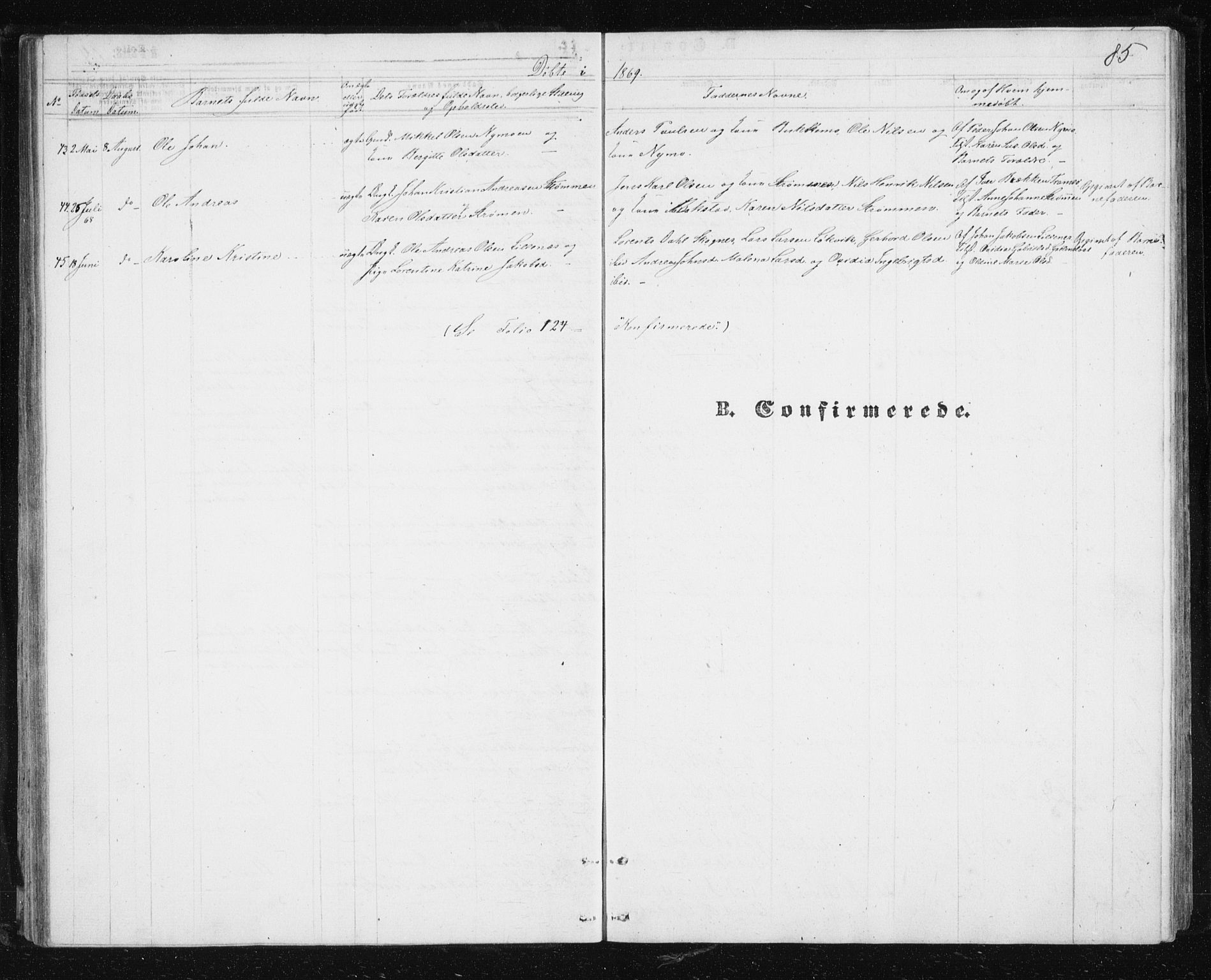 Lenvik sokneprestembete, SATØ/S-1310/H/Ha/Hab/L0004klokker: Parish register (copy) no. 4, 1859-1869, p. 85