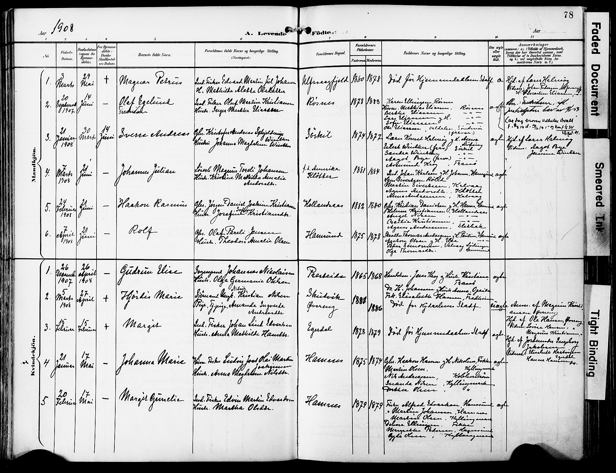 Ministerialprotokoller, klokkerbøker og fødselsregistre - Nordland, SAT/A-1459/859/L0848: Parish register (official) no. 859A08, 1900-1912, p. 78