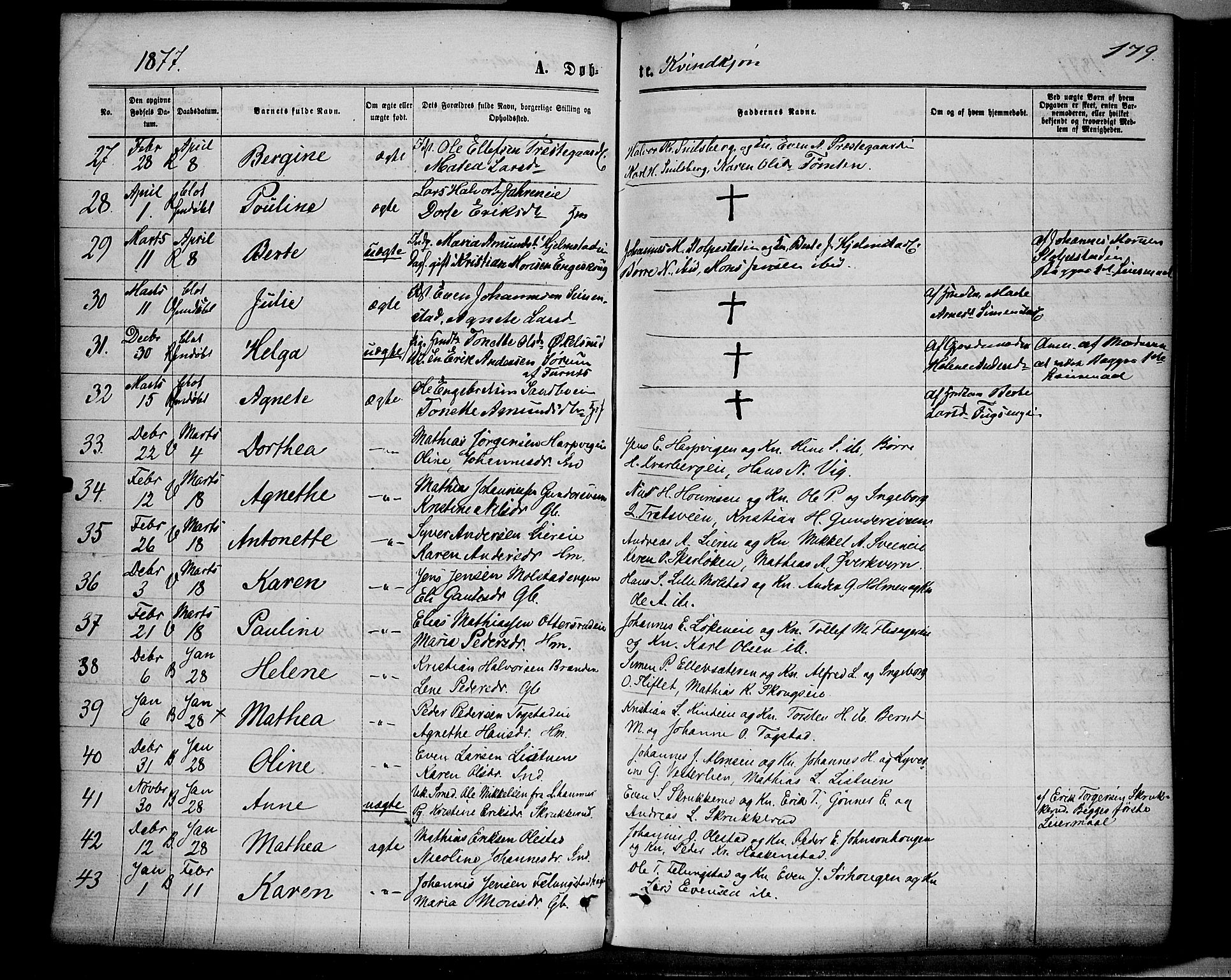 Ringsaker prestekontor, AV/SAH-PREST-014/K/Ka/L0011: Parish register (official) no. 11, 1870-1878, p. 179