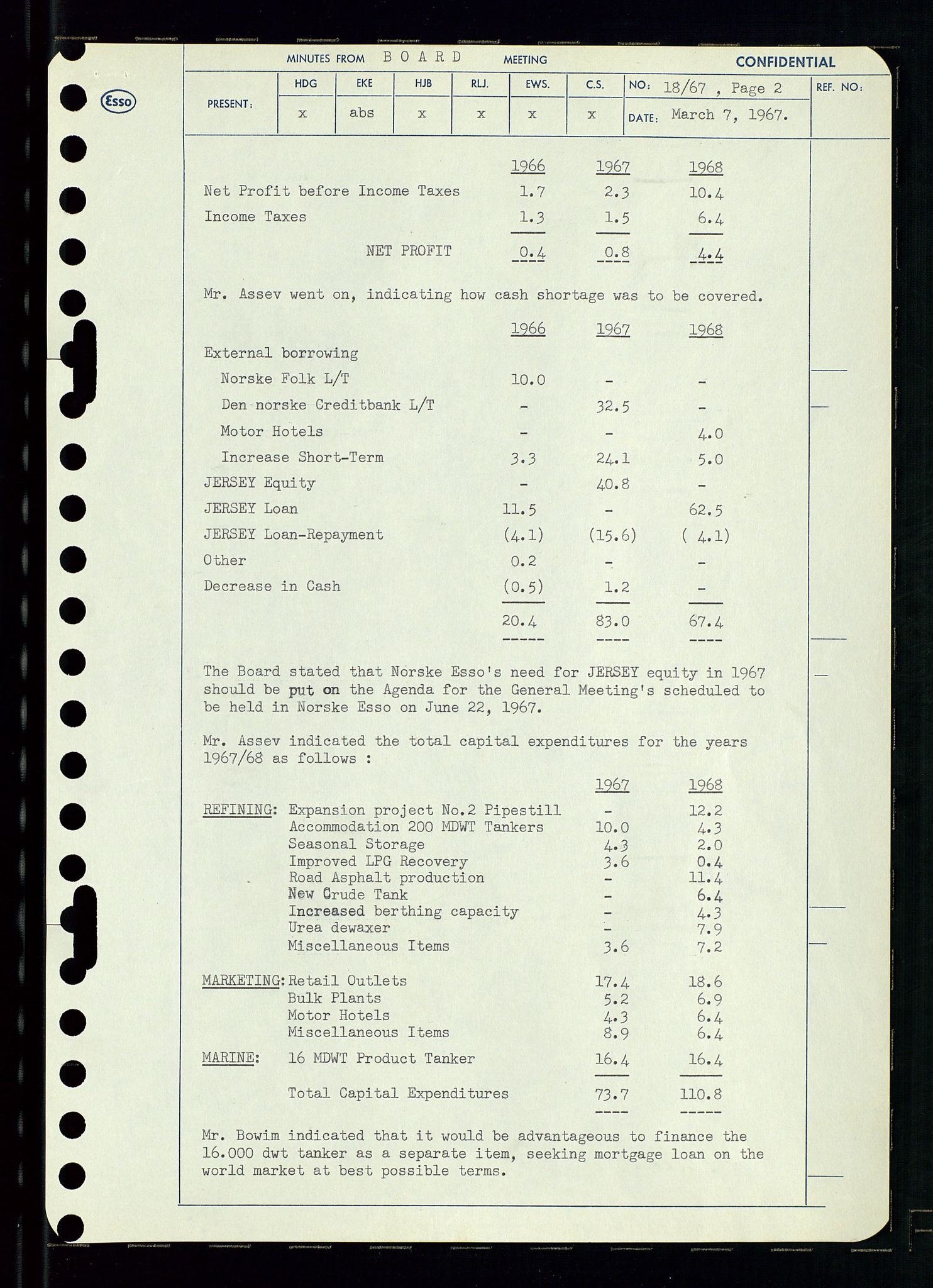 Pa 0982 - Esso Norge A/S, AV/SAST-A-100448/A/Aa/L0002/0003: Den administrerende direksjon Board minutes (styrereferater) / Den administrerende direksjon Board minutes (styrereferater), 1967, p. 37