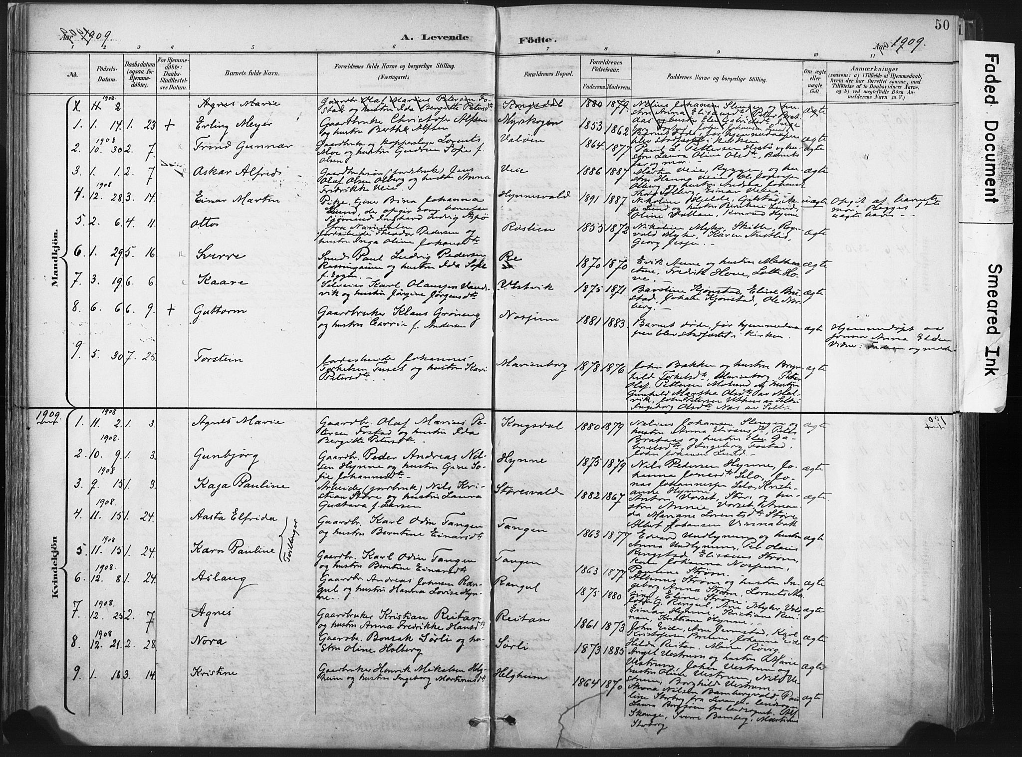 Ministerialprotokoller, klokkerbøker og fødselsregistre - Nord-Trøndelag, AV/SAT-A-1458/717/L0162: Parish register (official) no. 717A12, 1898-1923, p. 50