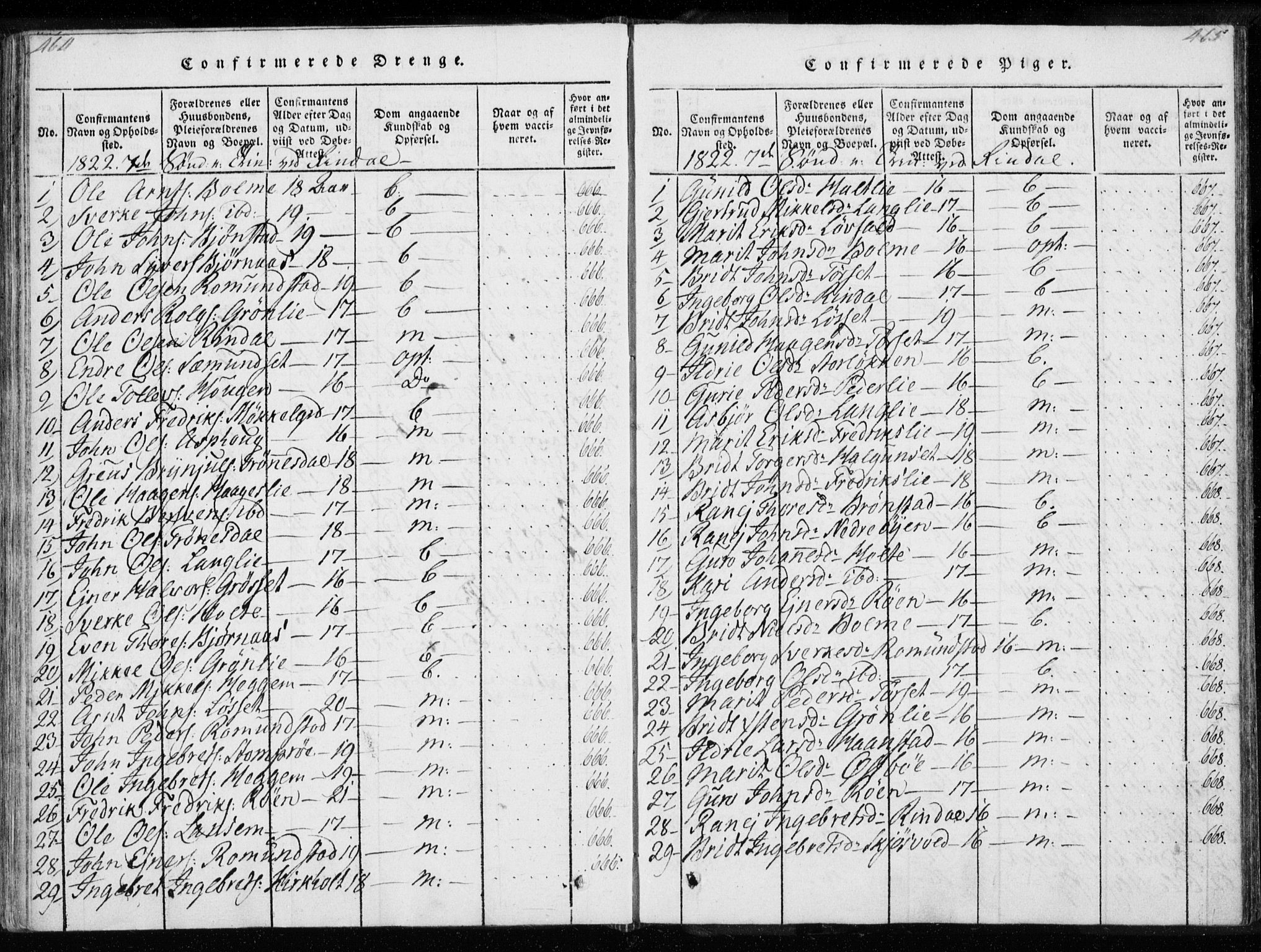 Ministerialprotokoller, klokkerbøker og fødselsregistre - Møre og Romsdal, AV/SAT-A-1454/595/L1041: Parish register (official) no. 595A03, 1819-1829, p. 464-465