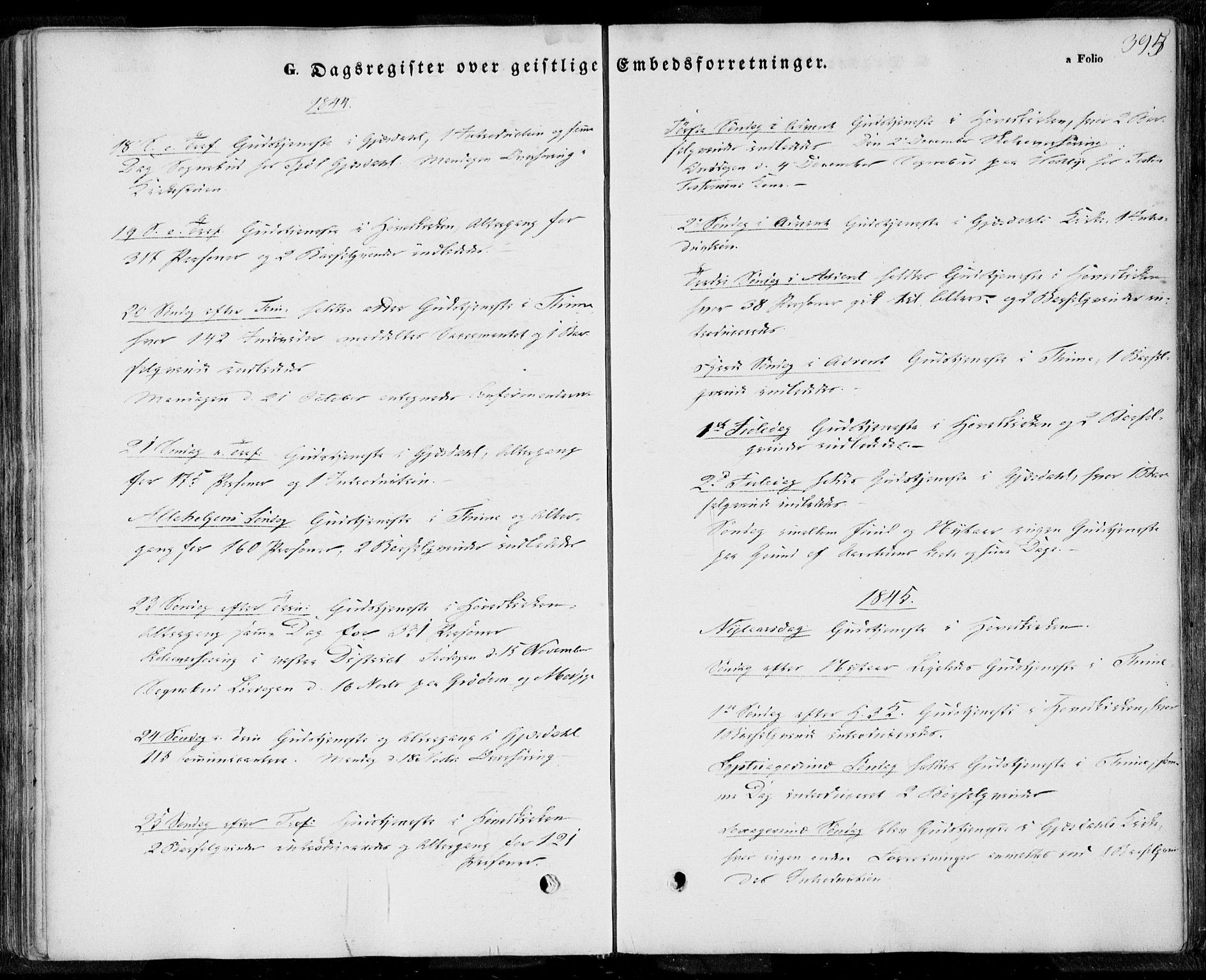 Lye sokneprestkontor, AV/SAST-A-101794/001/30BA/L0006: Parish register (official) no. A 5.2, 1842-1855, p. 395