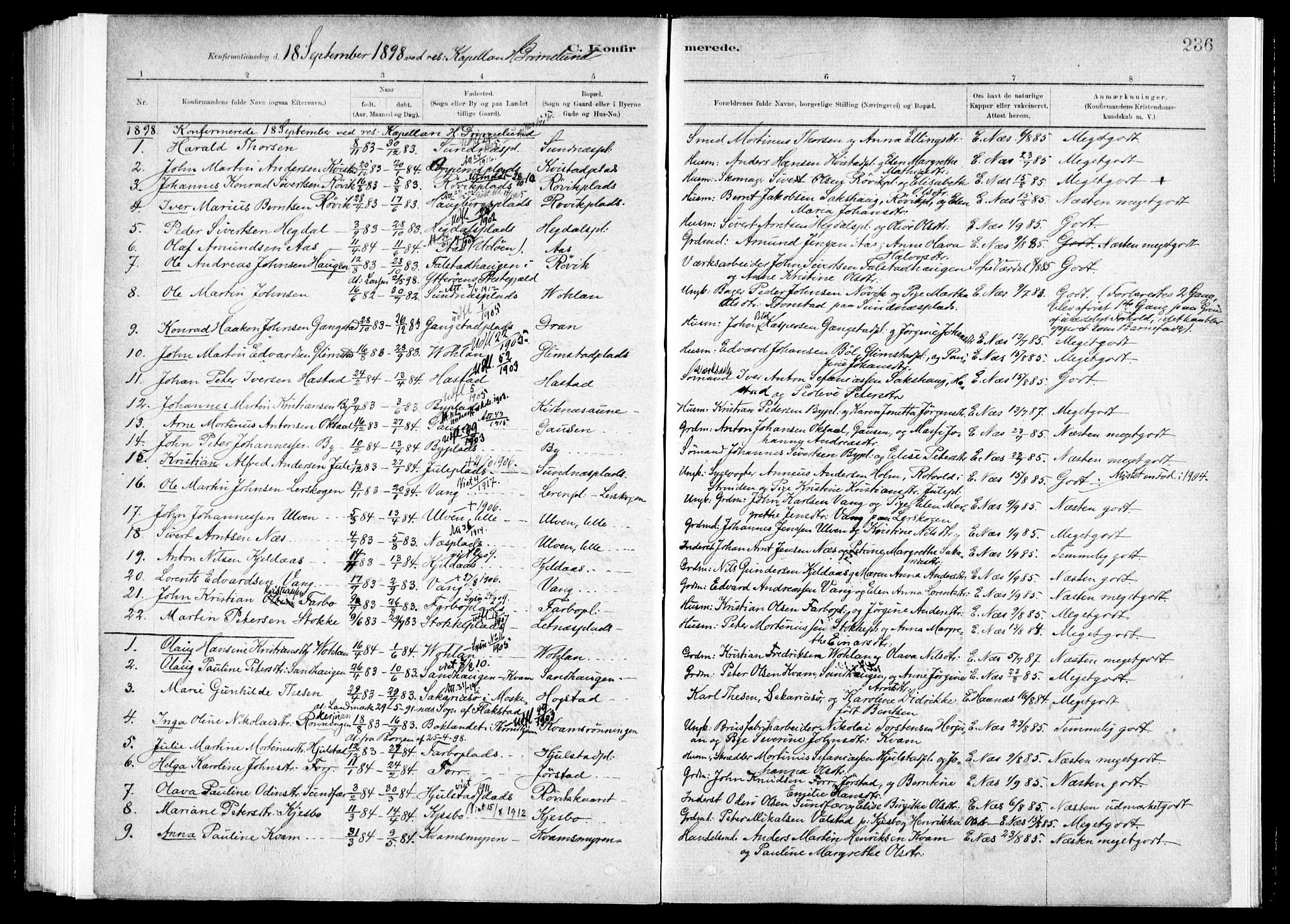 Ministerialprotokoller, klokkerbøker og fødselsregistre - Nord-Trøndelag, SAT/A-1458/730/L0285: Parish register (official) no. 730A10, 1879-1914, p. 236