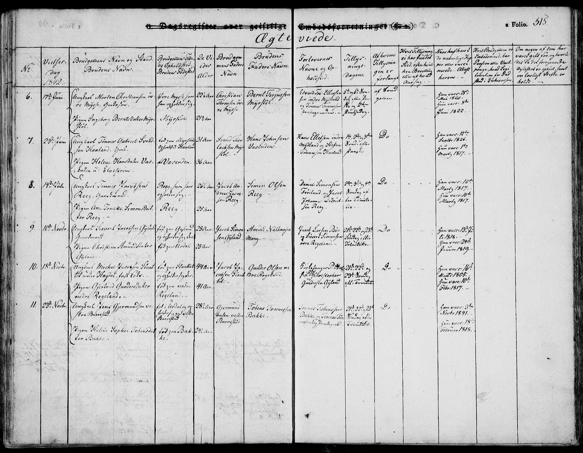 Sokndal sokneprestkontor, AV/SAST-A-101808: Parish register (official) no. A 7.2, 1826-1842, p. 515