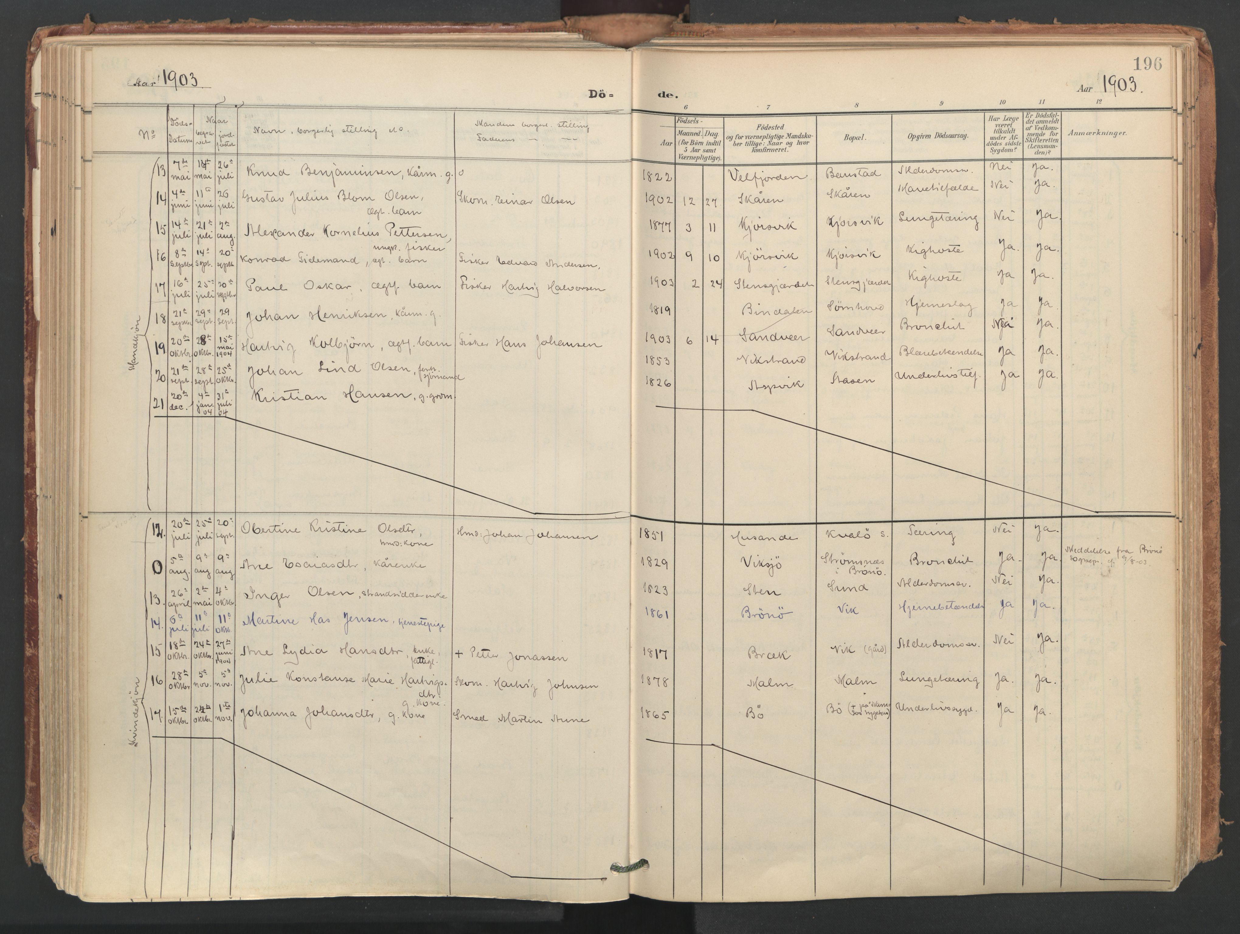 Ministerialprotokoller, klokkerbøker og fødselsregistre - Nordland, AV/SAT-A-1459/812/L0180: Parish register (official) no. 812A09, 1901-1915, p. 196