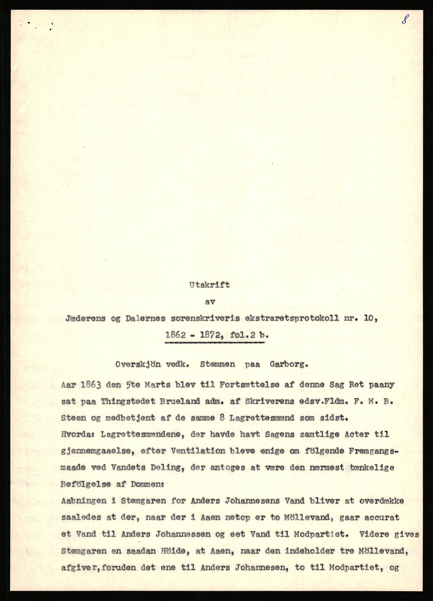 Statsarkivet i Stavanger, AV/SAST-A-101971/03/Y/Yj/L0024: Avskrifter sortert etter gårdsnavn: Fæøen - Garborg, 1750-1930, p. 825