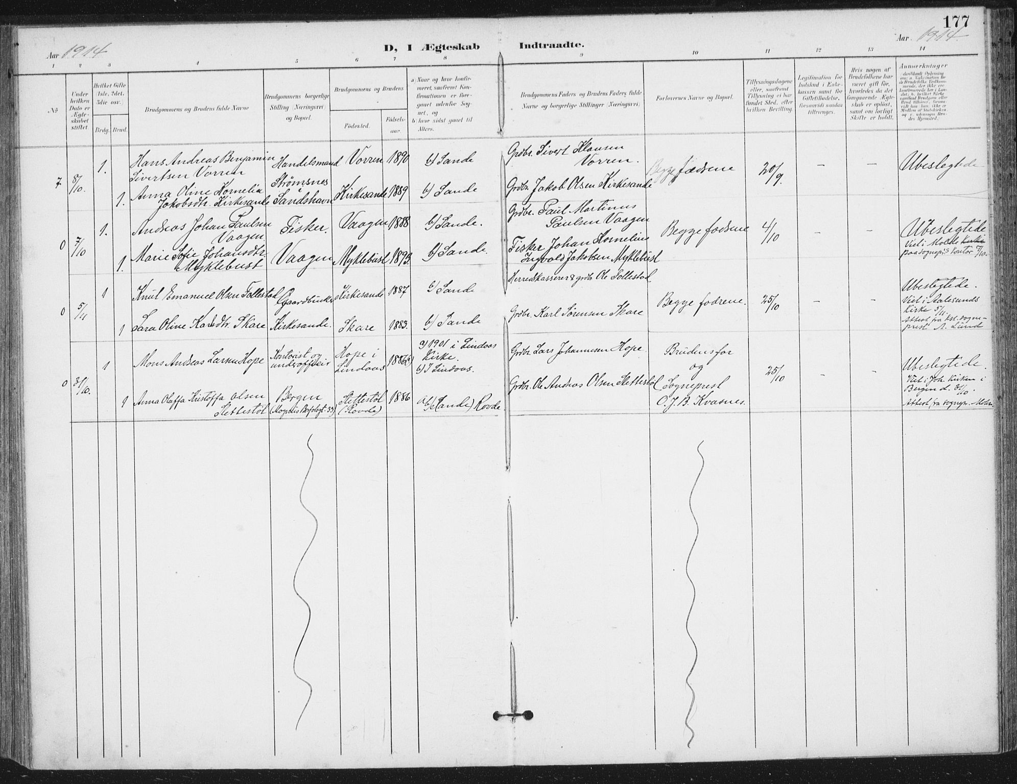 Ministerialprotokoller, klokkerbøker og fødselsregistre - Møre og Romsdal, AV/SAT-A-1454/503/L0038: Parish register (official) no. 503A06, 1901-1917, p. 177