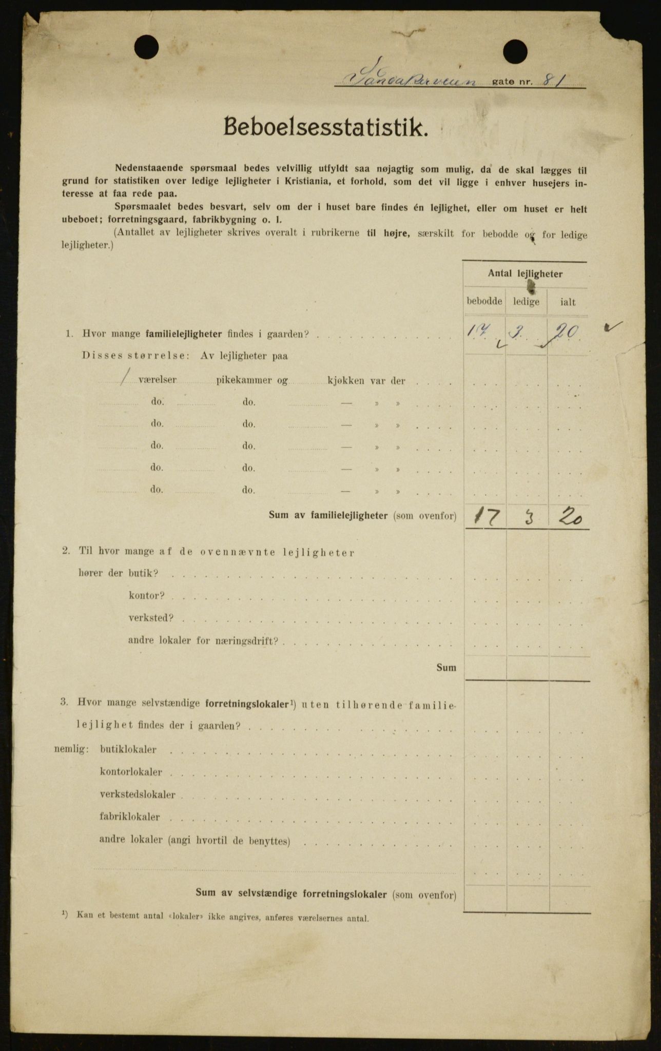 OBA, Municipal Census 1909 for Kristiania, 1909, p. 79448