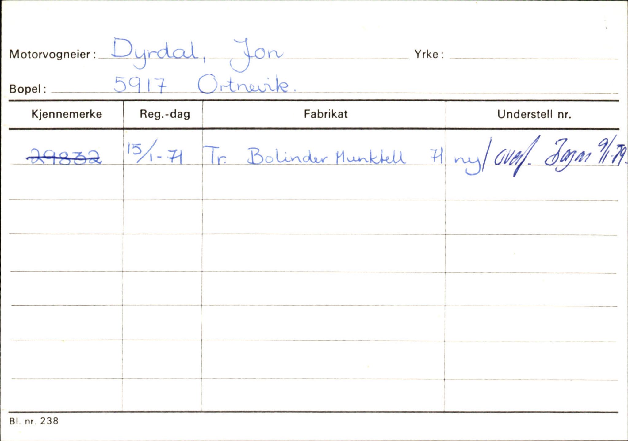 Statens vegvesen, Sogn og Fjordane vegkontor, SAB/A-5301/4/F/L0130: Eigarregister Eid T-Å. Høyanger A-O, 1945-1975, p. 913