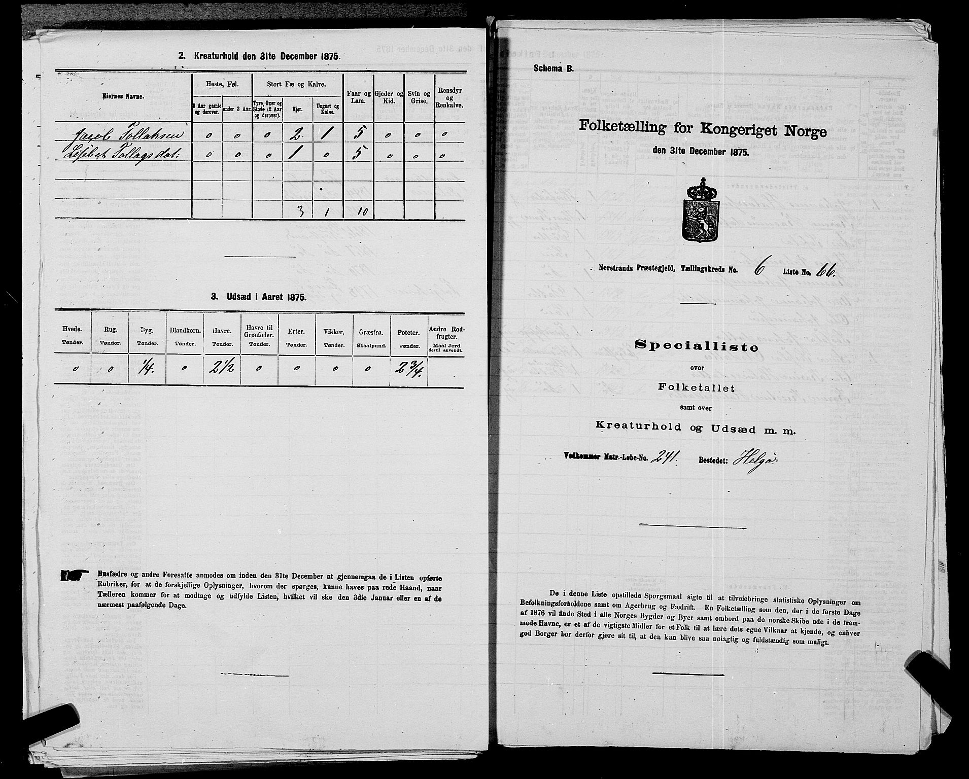 SAST, 1875 census for 1139P Nedstrand, 1875, p. 771