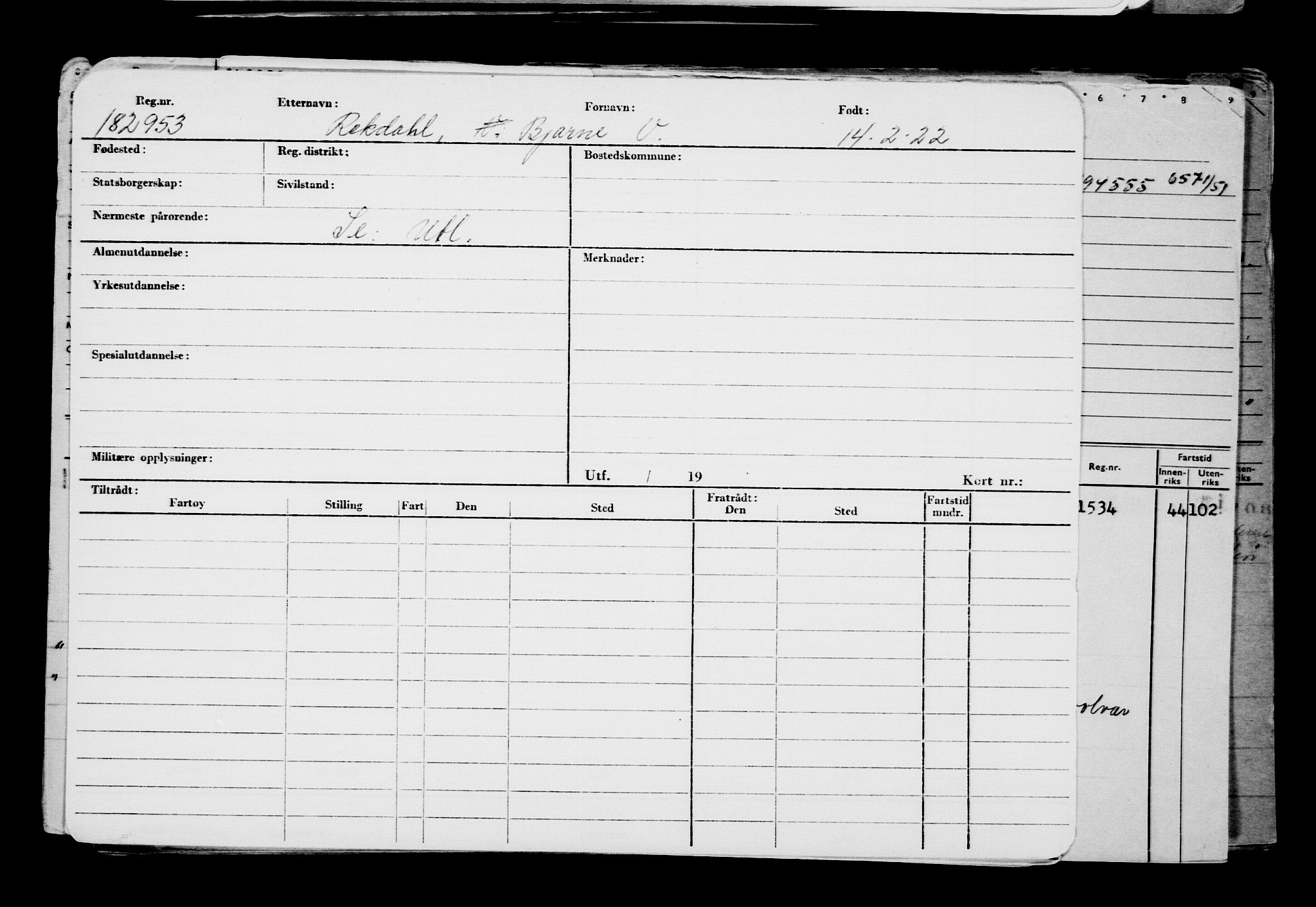 Direktoratet for sjømenn, AV/RA-S-3545/G/Gb/L0203: Hovedkort, 1922, p. 81