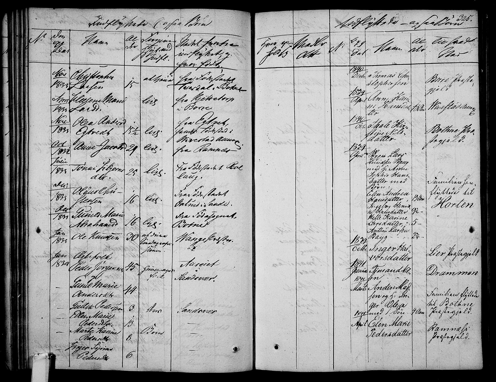 Våle kirkebøker, SAKO/A-334/F/Fa/L0008: Parish register (official) no. I 8, 1824-1844, p. 325