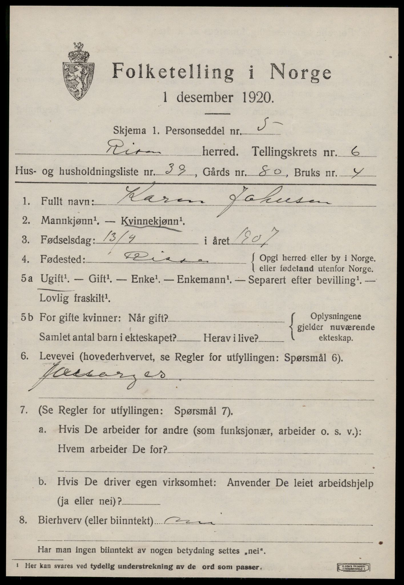 SAT, 1920 census for Rissa, 1920, p. 4793