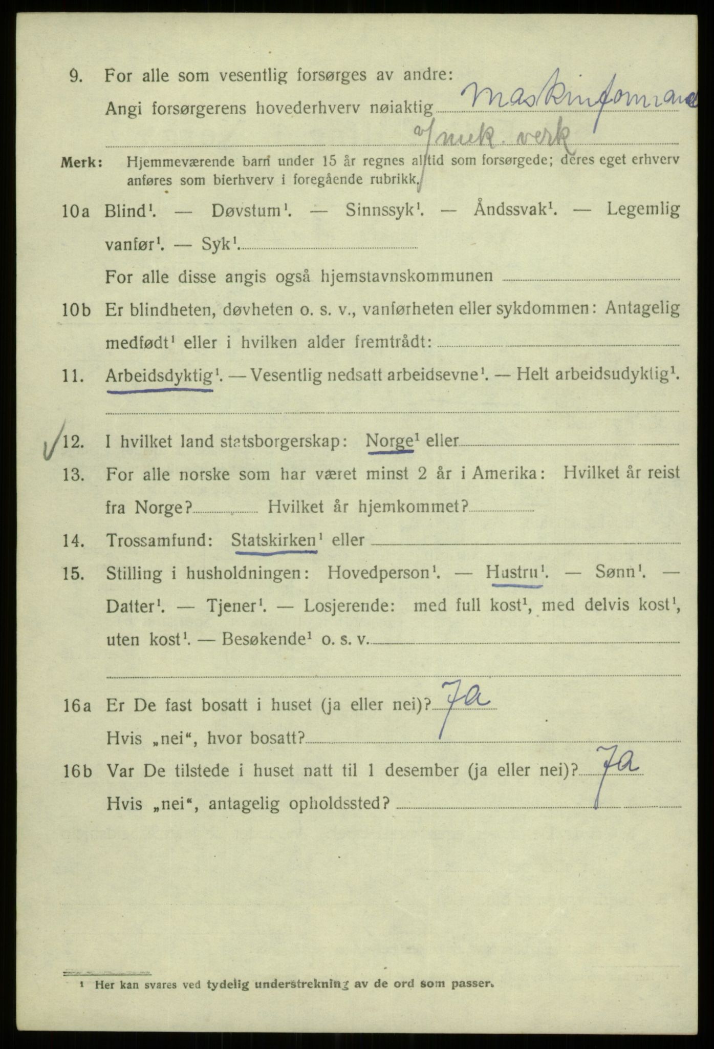 SAB, 1920 census for Bergen, 1920, p. 169556