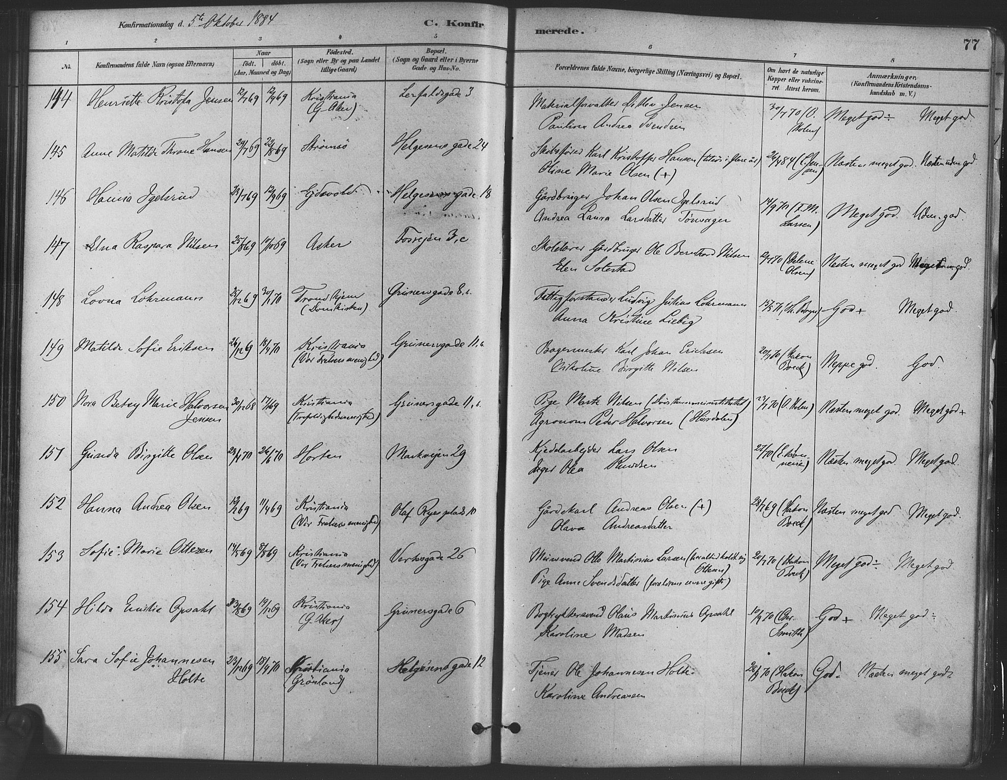 Paulus prestekontor Kirkebøker, AV/SAO-A-10871/F/Fa/L0004: Parish register (official) no. 4, 1879-1891, p. 77