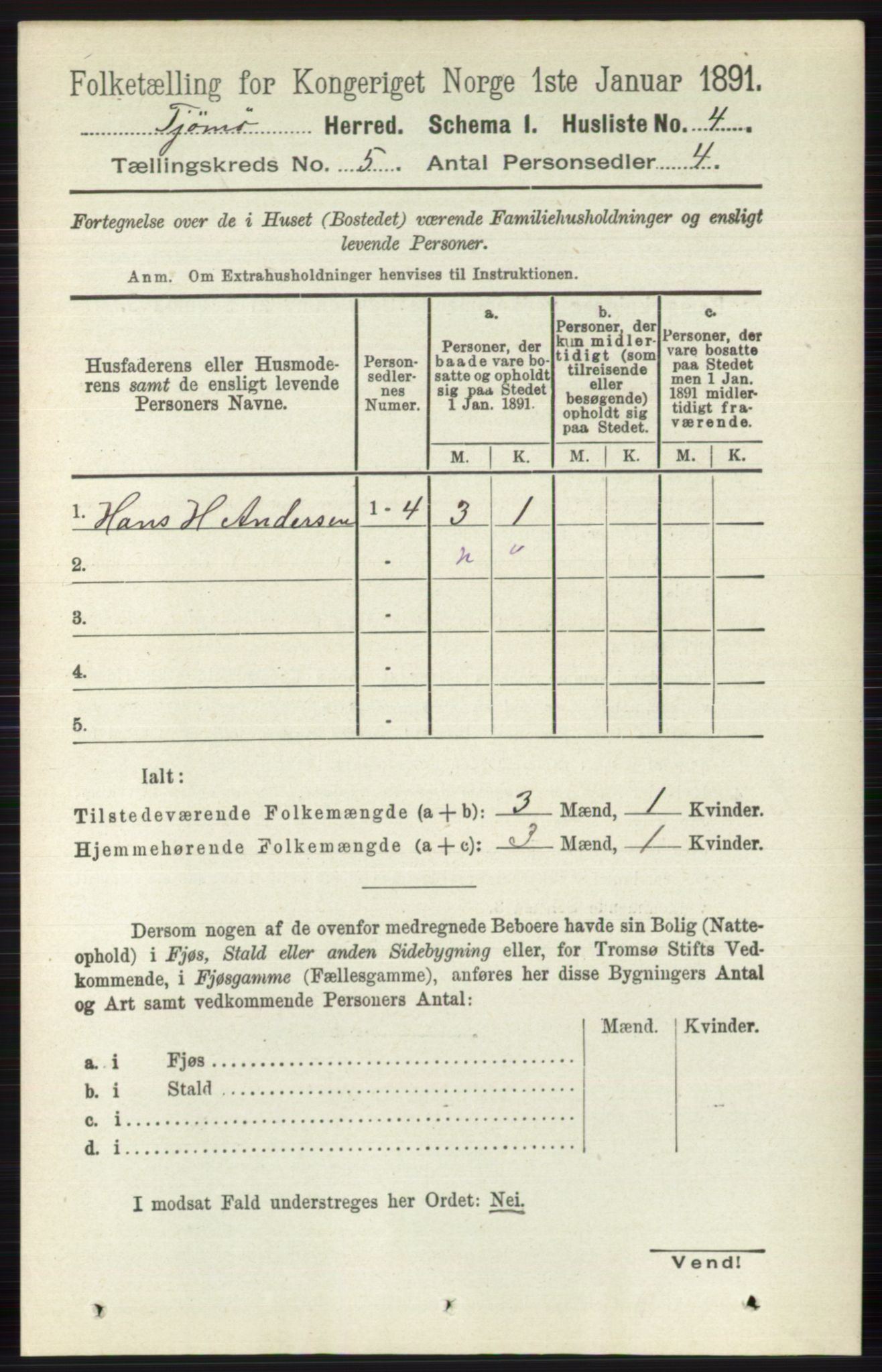 RA, 1891 census for 0723 Tjøme, 1891, p. 1604