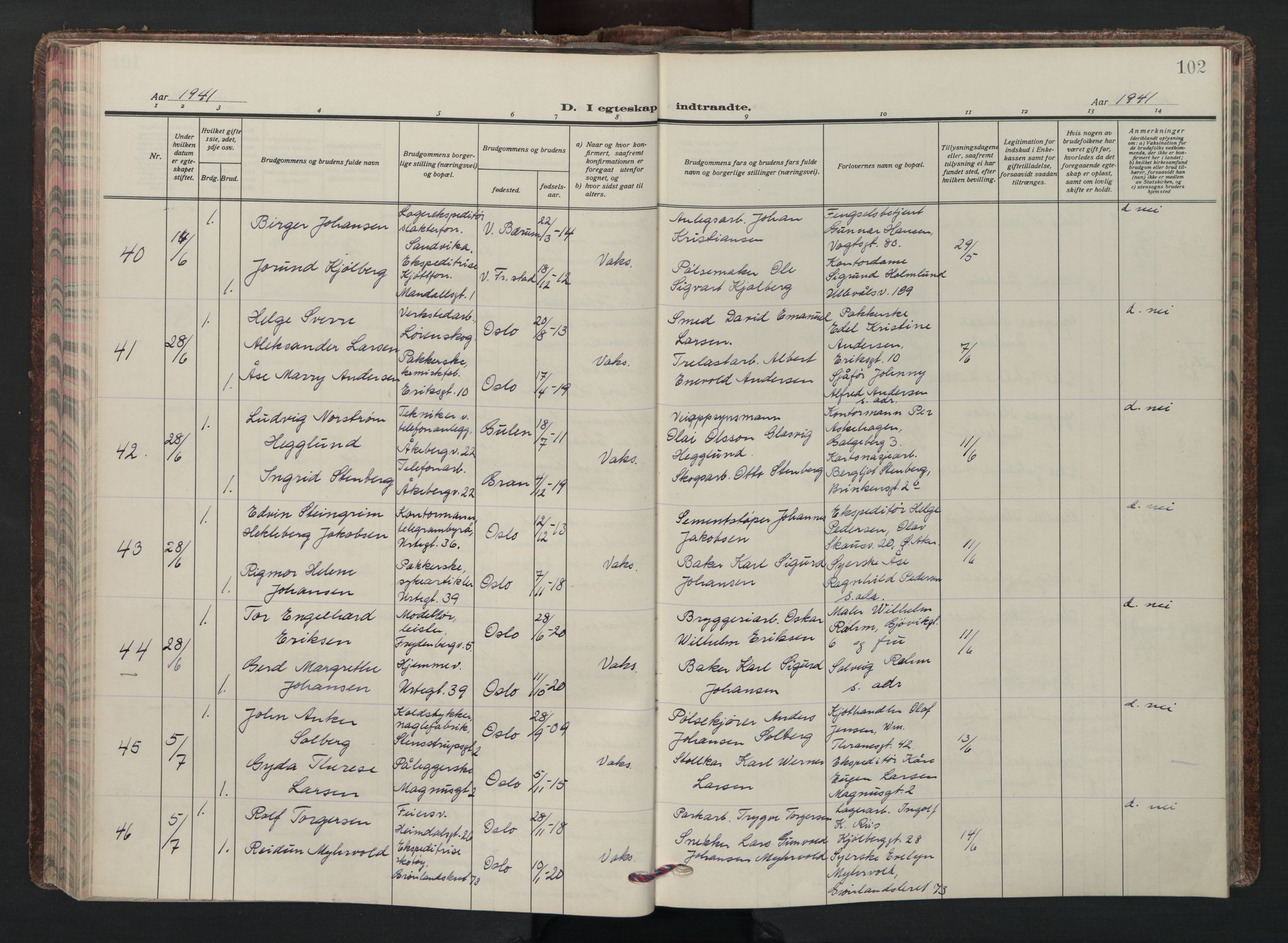 Grønland prestekontor Kirkebøker, AV/SAO-A-10848/F/Fa/L0020: Parish register (official) no. 20, 1935-1946, p. 102