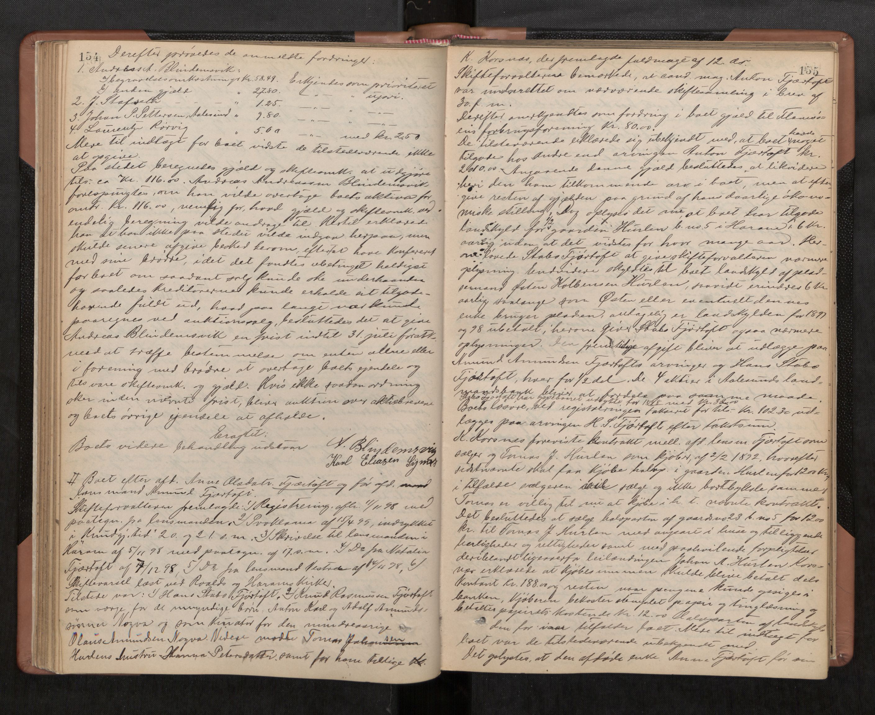 Nordre Sunnmøre sorenskriveri, AV/SAT-A-0006/1/3/3B/L0003: Skiftebehandlingsprotokoll 3, 1892-1907, p. 154-155