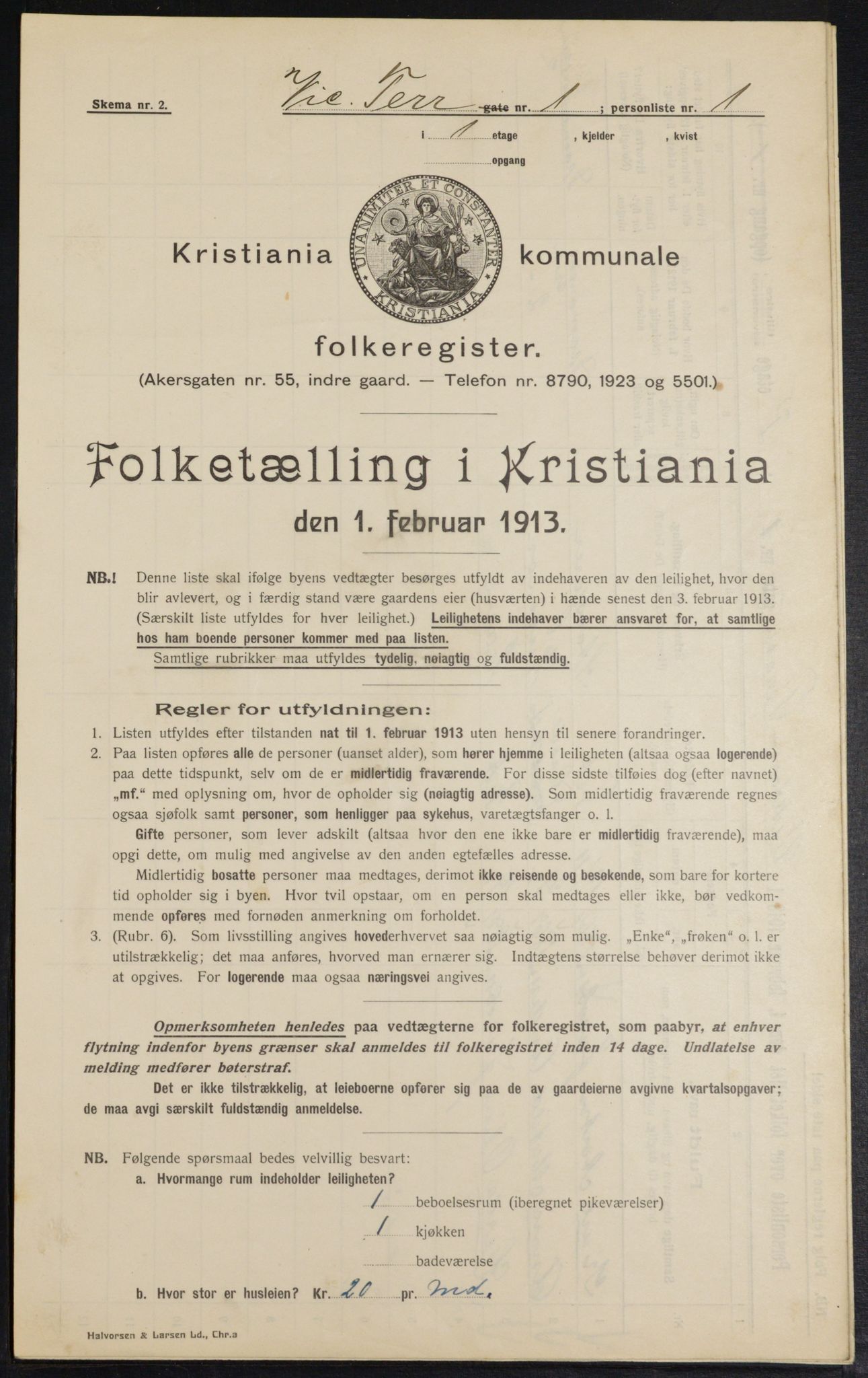 OBA, Municipal Census 1913 for Kristiania, 1913, p. 123345