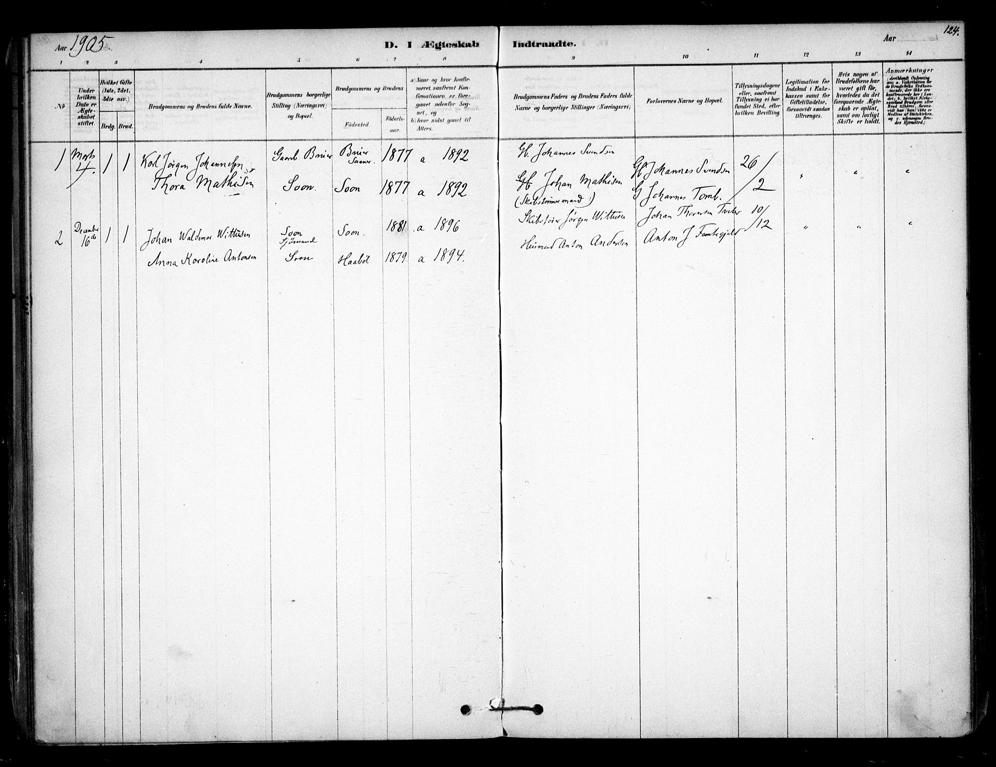 Vestby prestekontor Kirkebøker, SAO/A-10893/F/Fc/L0001: Parish register (official) no. III 1, 1878-1906, p. 124