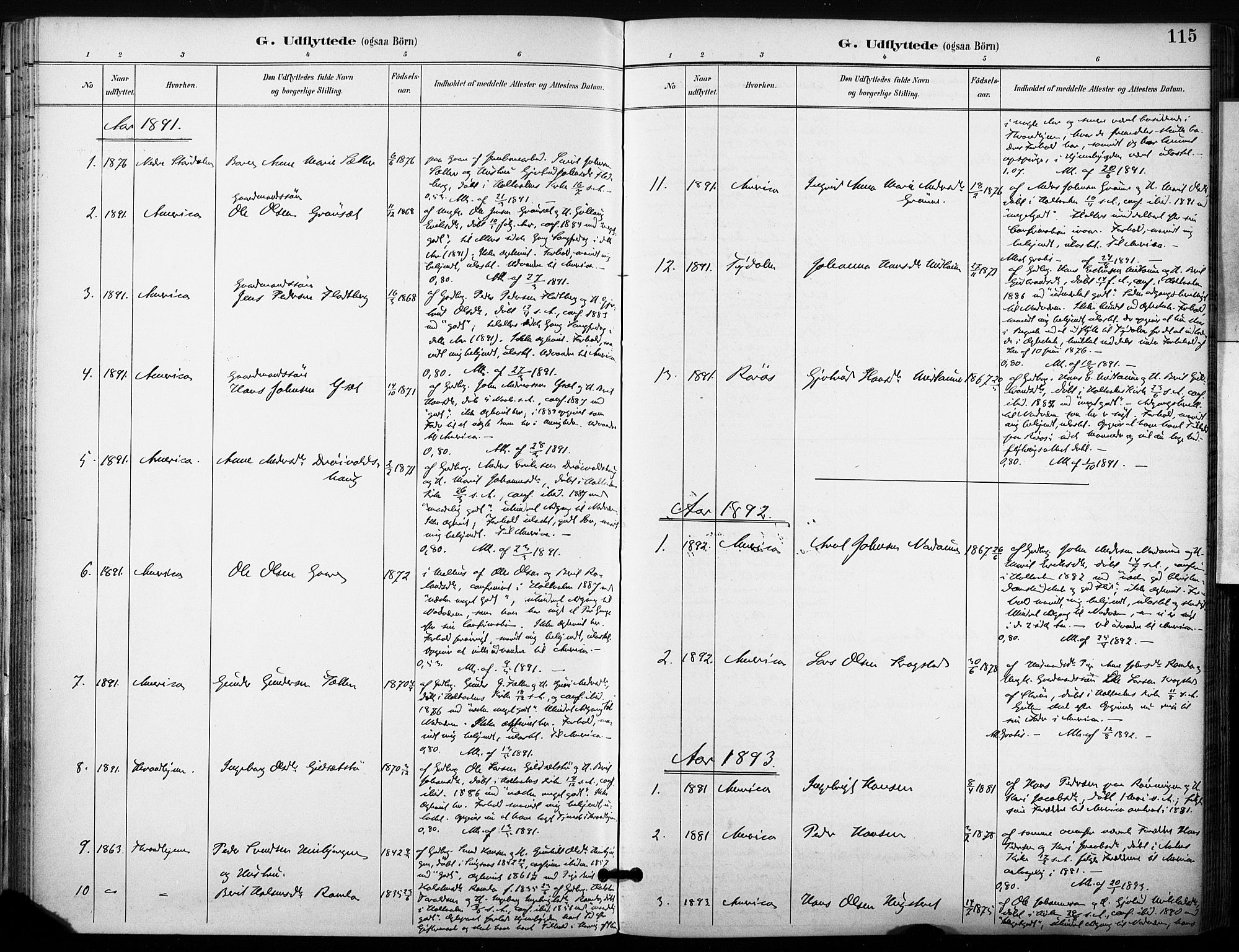 Ministerialprotokoller, klokkerbøker og fødselsregistre - Sør-Trøndelag, SAT/A-1456/685/L0973: Parish register (official) no. 685A10, 1891-1907, p. 115