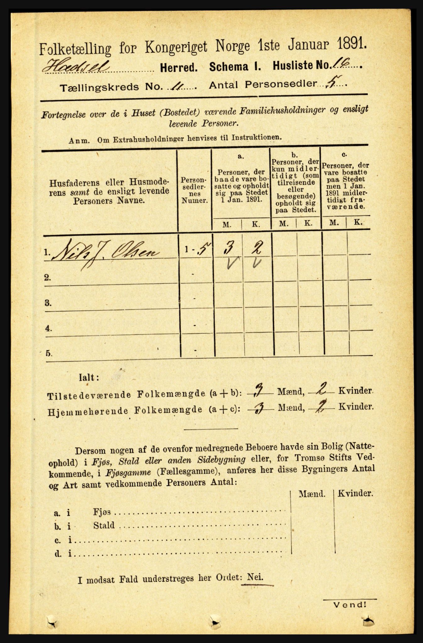 RA, 1891 census for 1866 Hadsel, 1891, p. 4658
